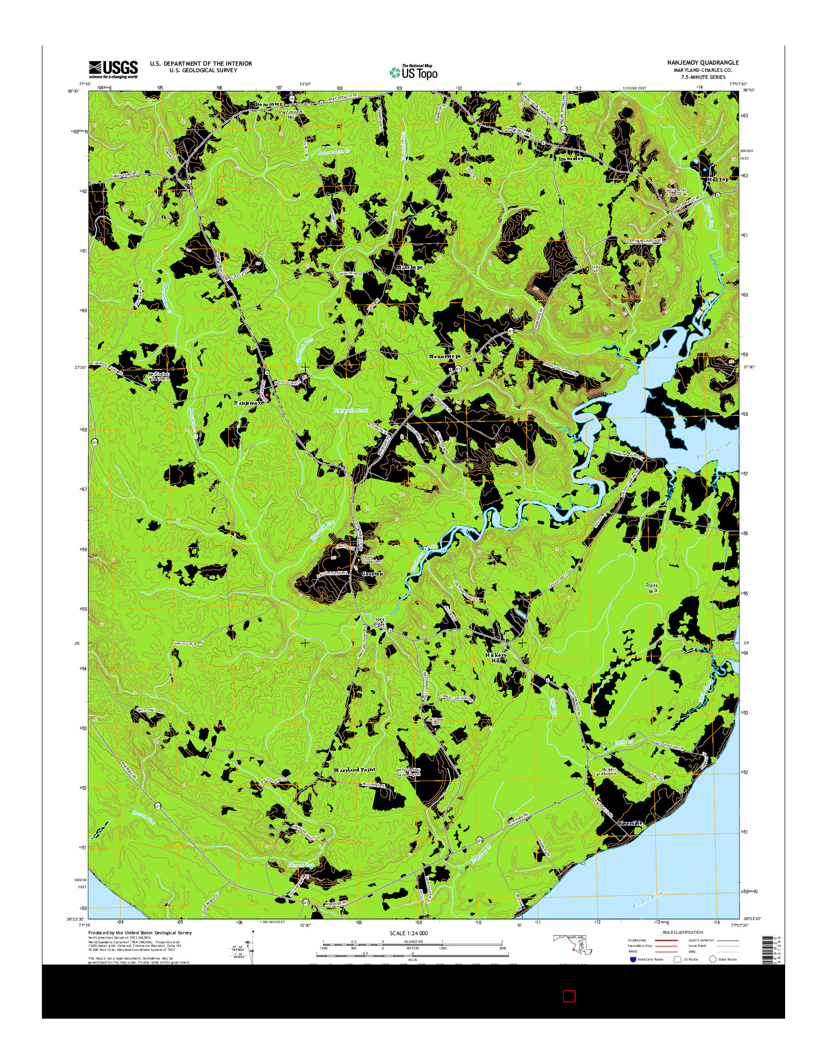 USGS US TOPO 7.5-MINUTE MAP FOR NANJEMOY, MD 2014