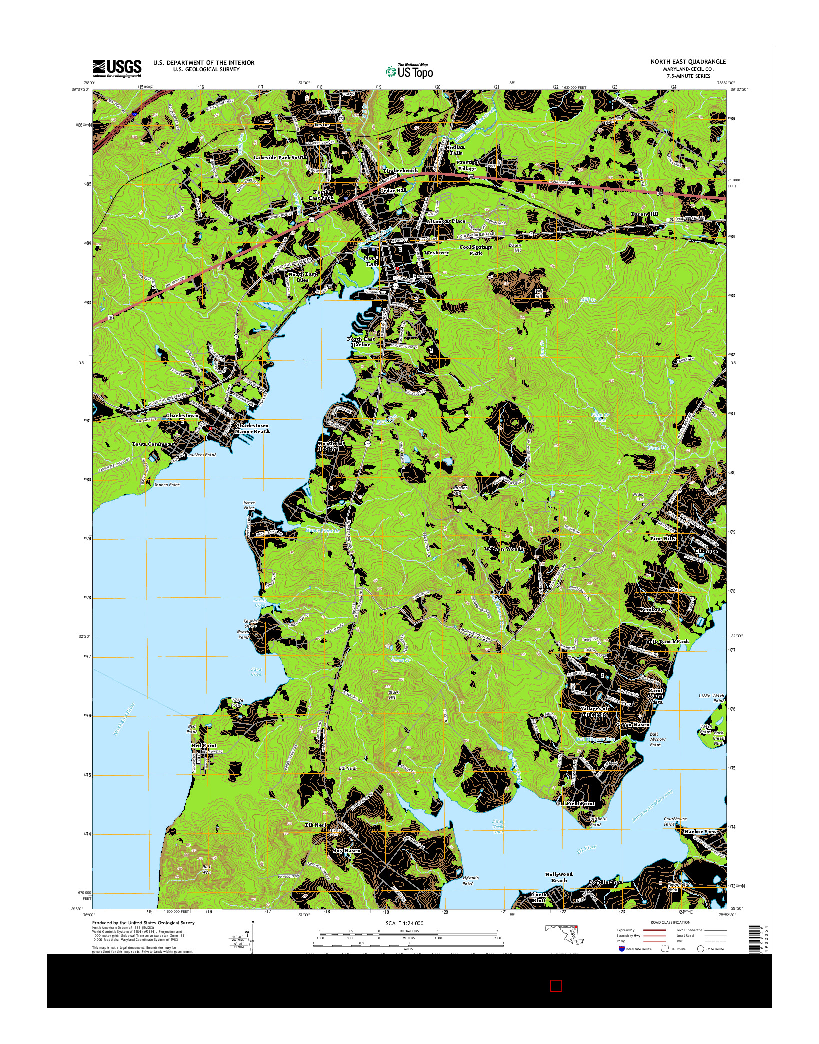 USGS US TOPO 7.5-MINUTE MAP FOR NORTH EAST, MD 2014