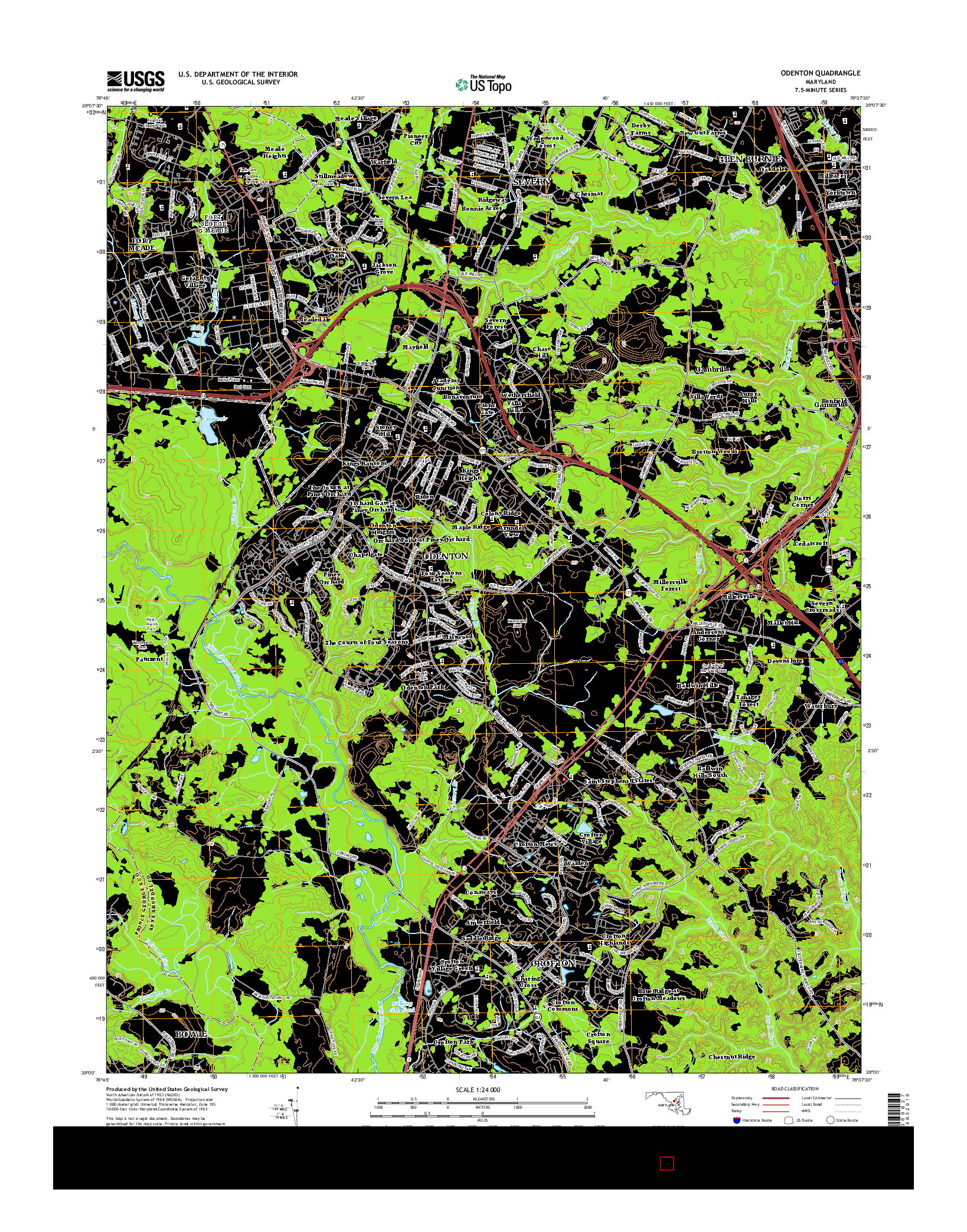 USGS US TOPO 7.5-MINUTE MAP FOR ODENTON, MD 2014