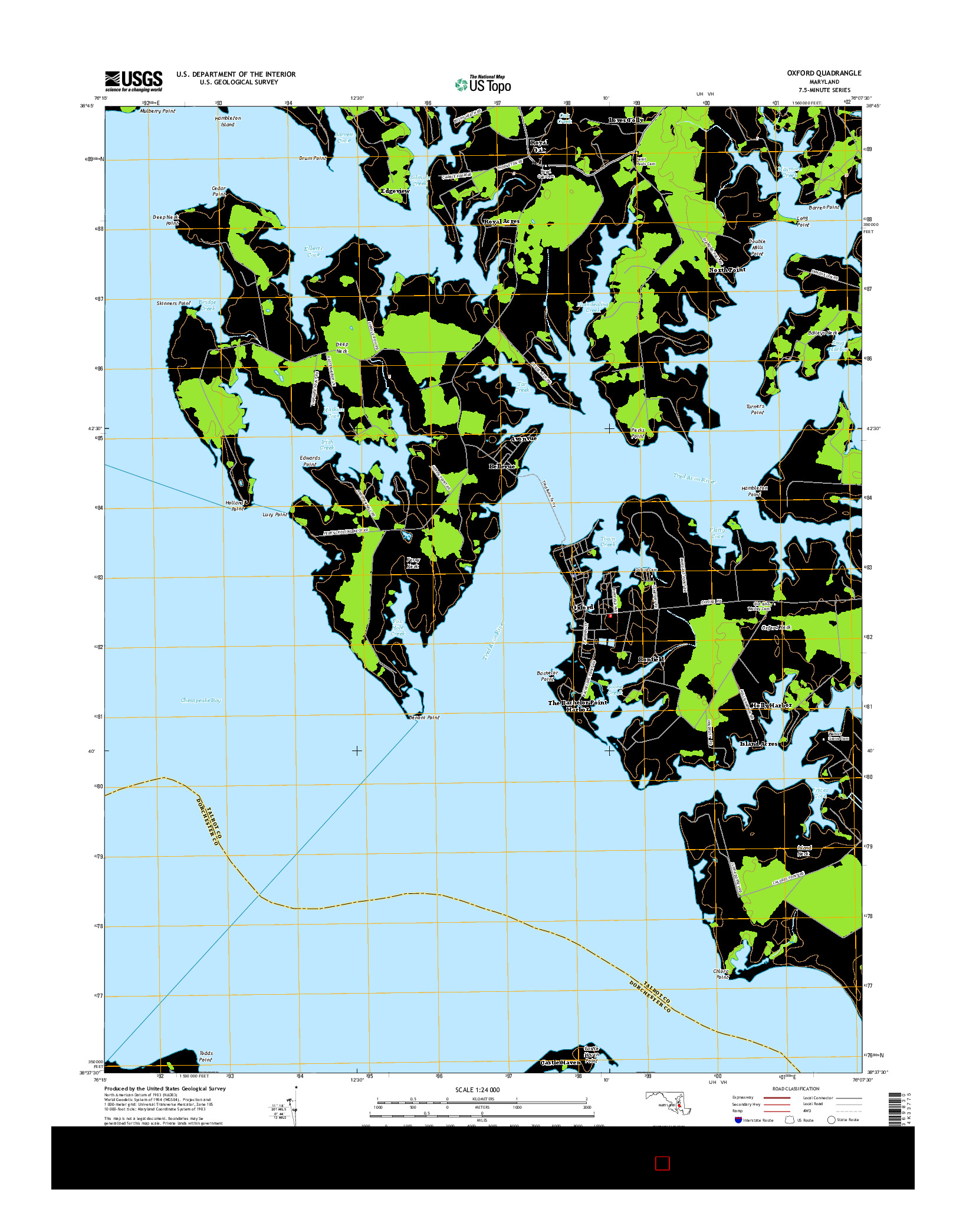 USGS US TOPO 7.5-MINUTE MAP FOR OXFORD, MD 2014