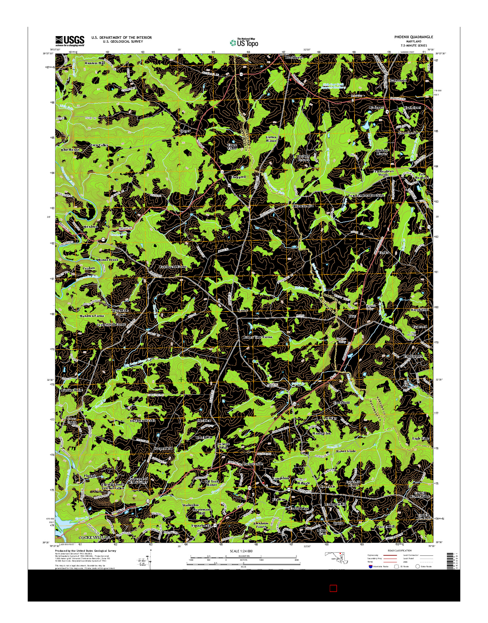 USGS US TOPO 7.5-MINUTE MAP FOR PHOENIX, MD 2014