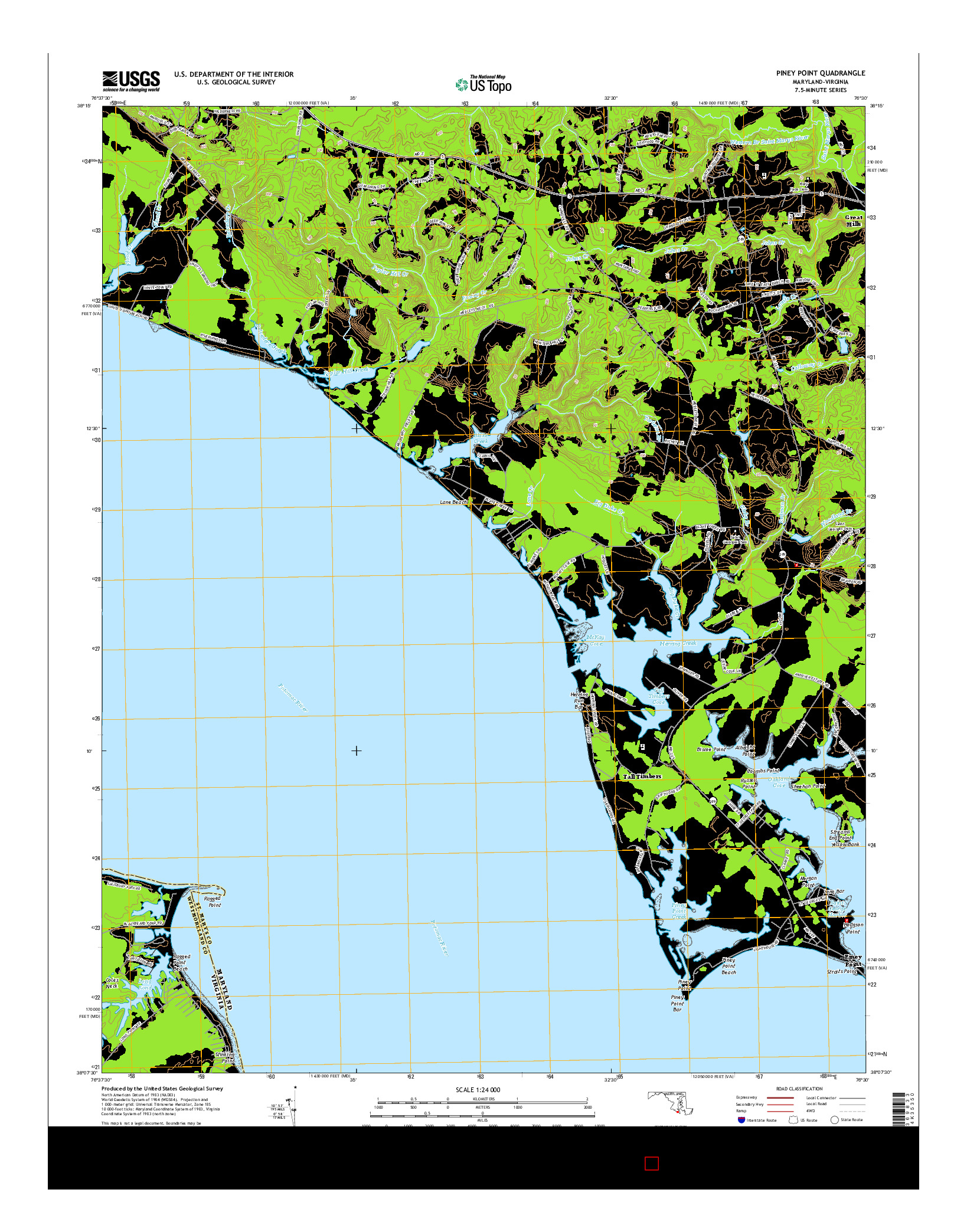 USGS US TOPO 7.5-MINUTE MAP FOR PINEY POINT, MD-VA 2014