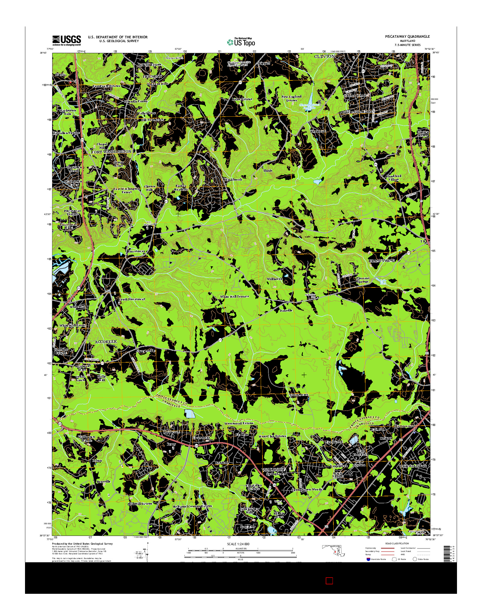 USGS US TOPO 7.5-MINUTE MAP FOR PISCATAWAY, MD 2014