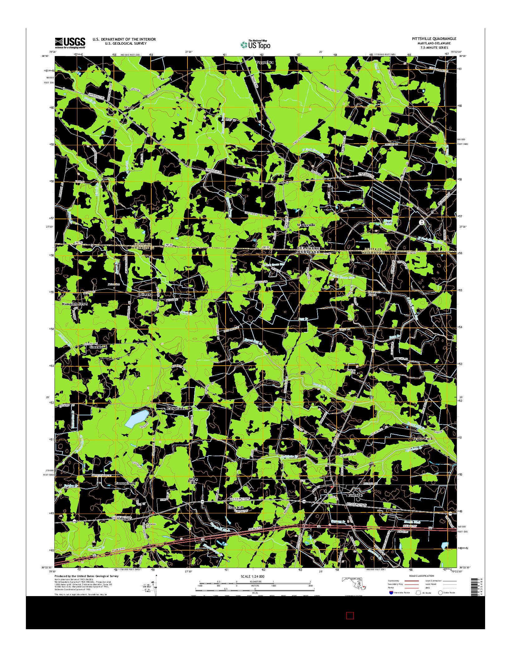 USGS US TOPO 7.5-MINUTE MAP FOR PITTSVILLE, MD-DE 2014