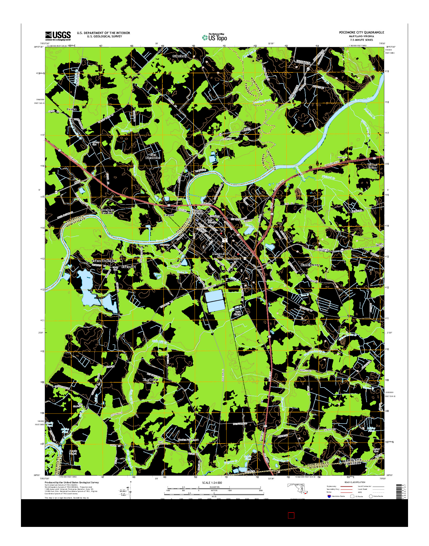 USGS US TOPO 7.5-MINUTE MAP FOR POCOMOKE CITY, MD-VA 2014