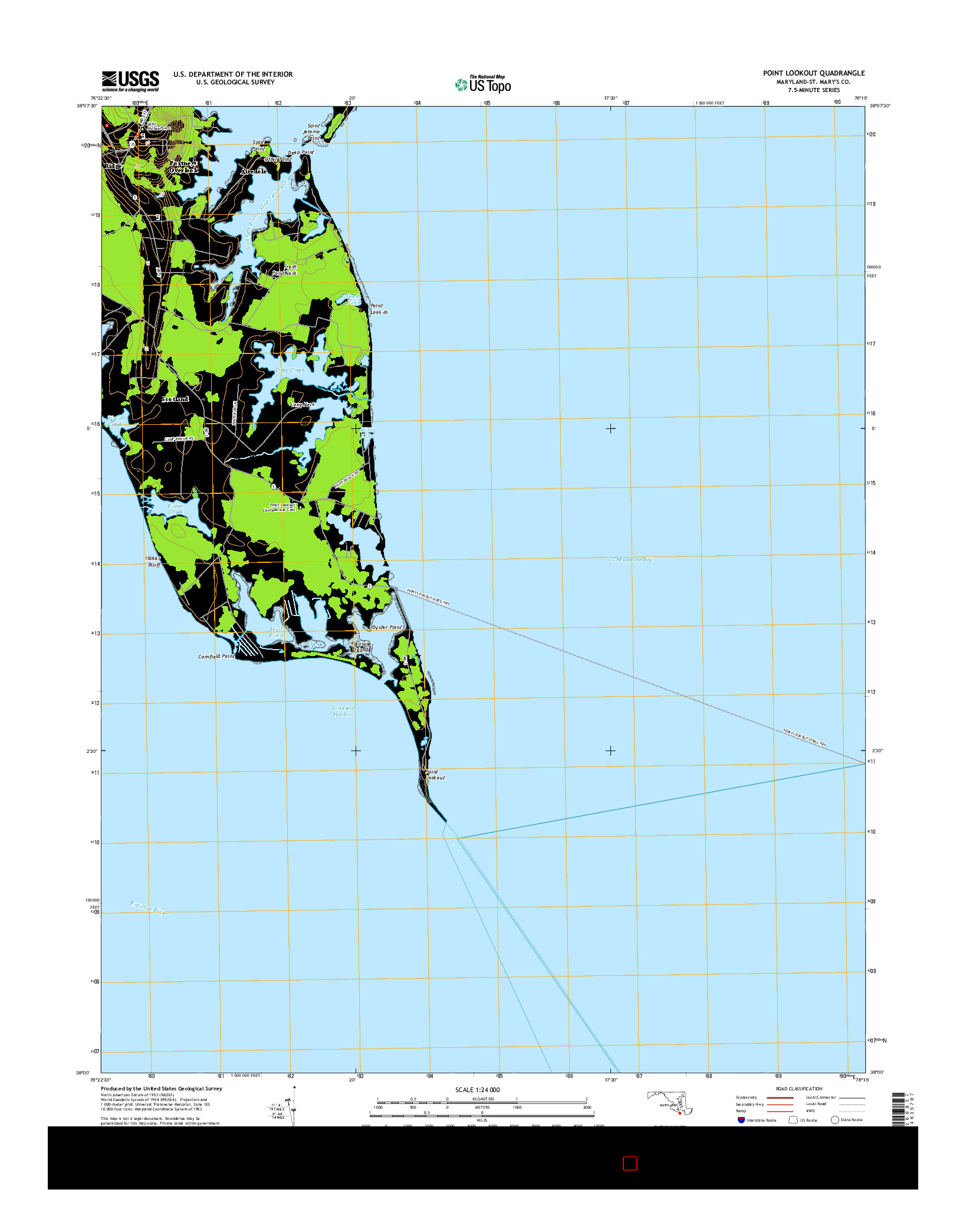 USGS US TOPO 7.5-MINUTE MAP FOR POINT LOOKOUT, MD 2014