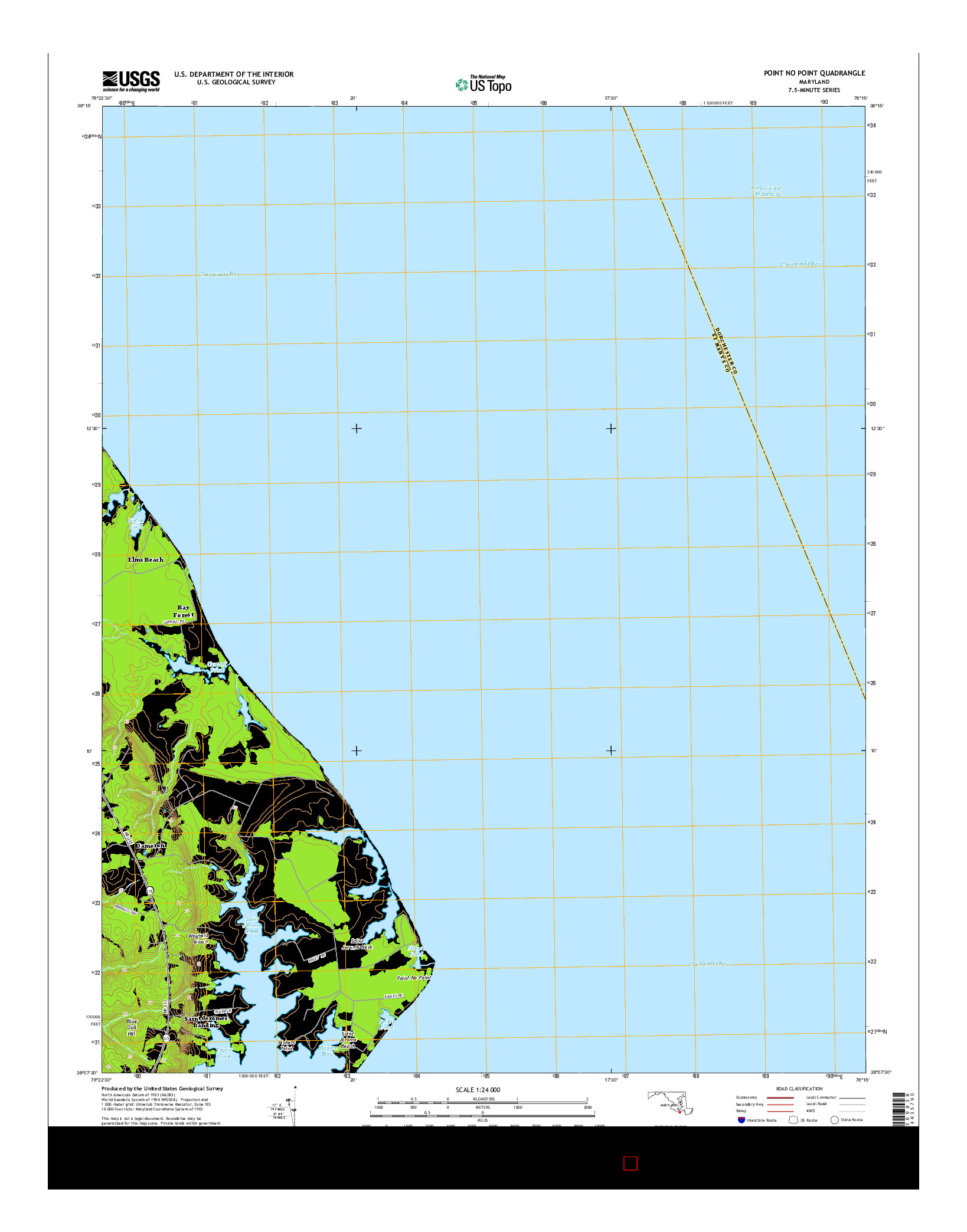 USGS US TOPO 7.5-MINUTE MAP FOR POINT NO POINT, MD 2014