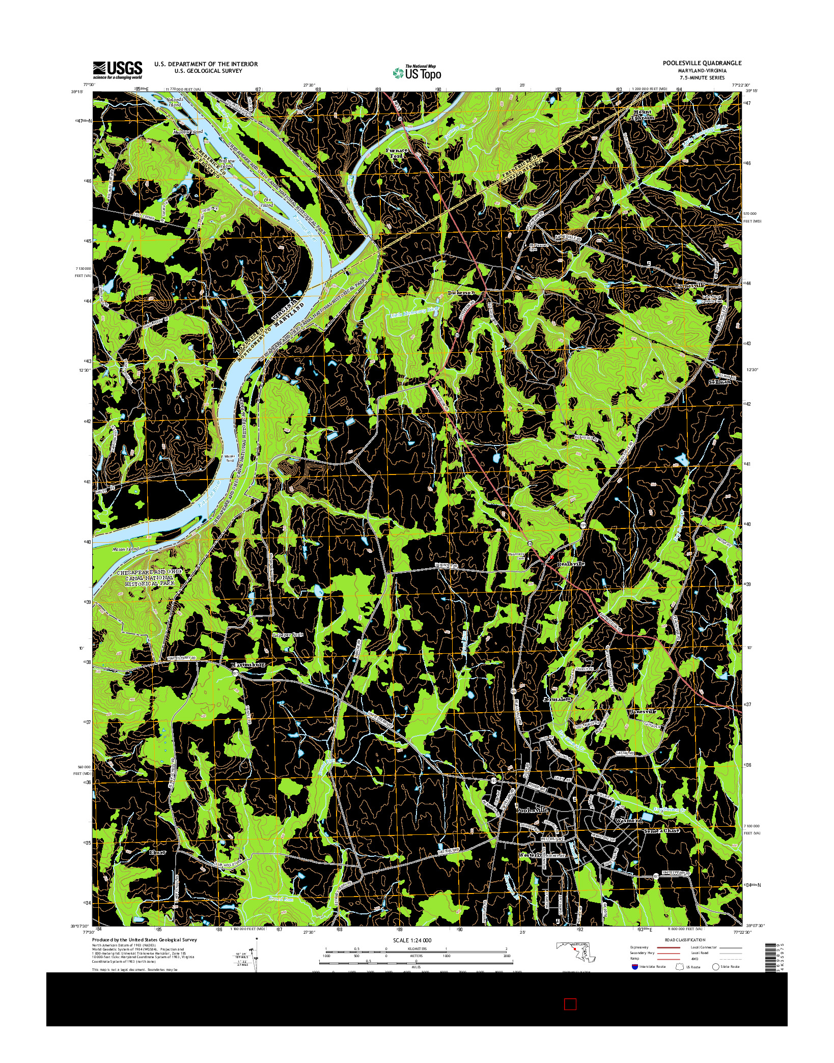 USGS US TOPO 7.5-MINUTE MAP FOR POOLESVILLE, MD-VA 2014