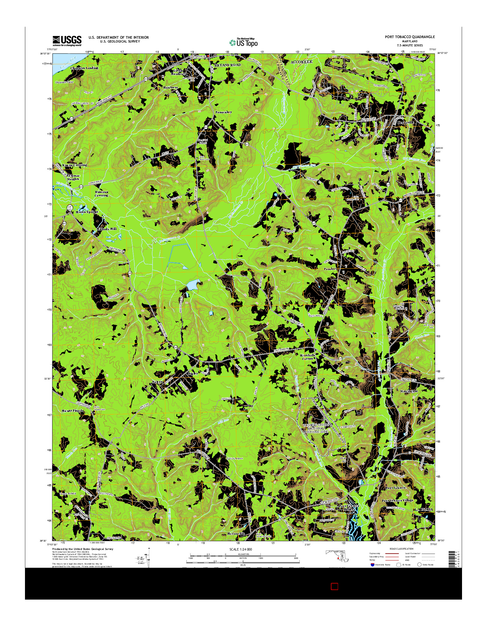 USGS US TOPO 7.5-MINUTE MAP FOR PORT TOBACCO, MD 2014