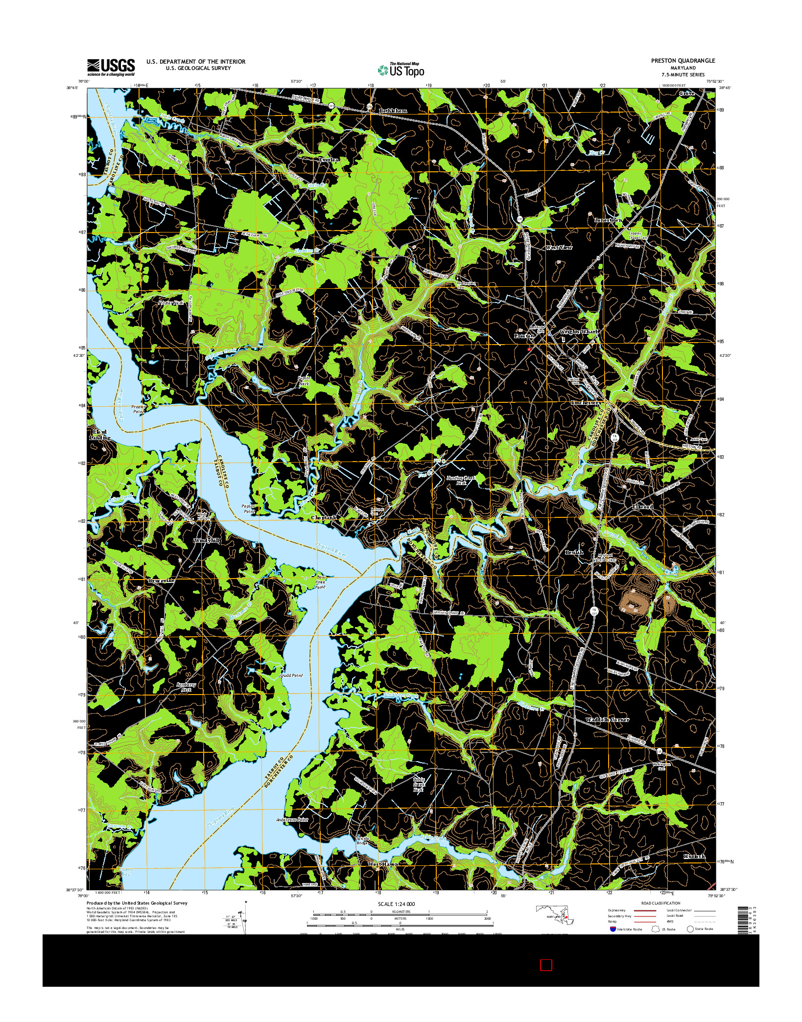USGS US TOPO 7.5-MINUTE MAP FOR PRESTON, MD 2014