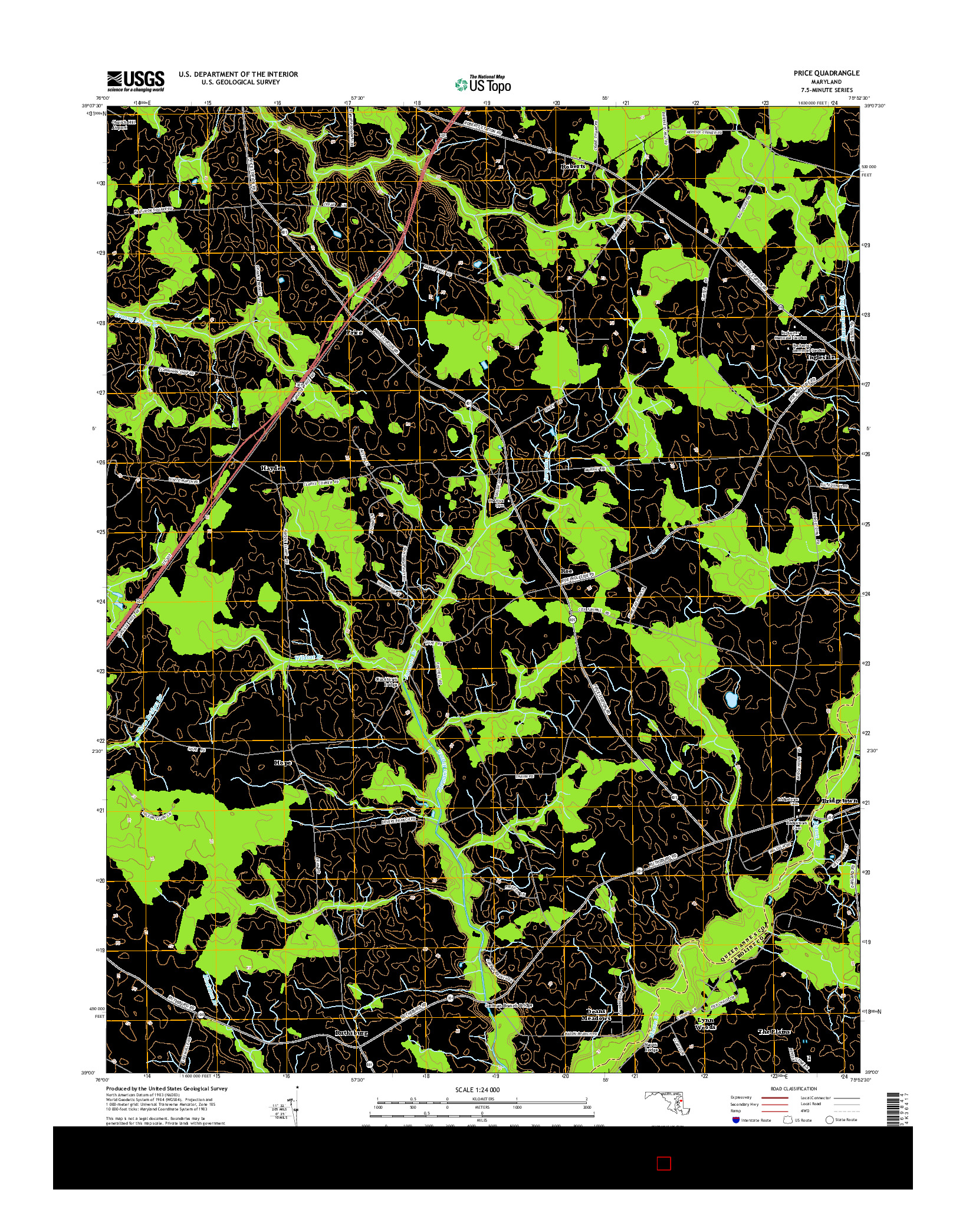 USGS US TOPO 7.5-MINUTE MAP FOR PRICE, MD 2014