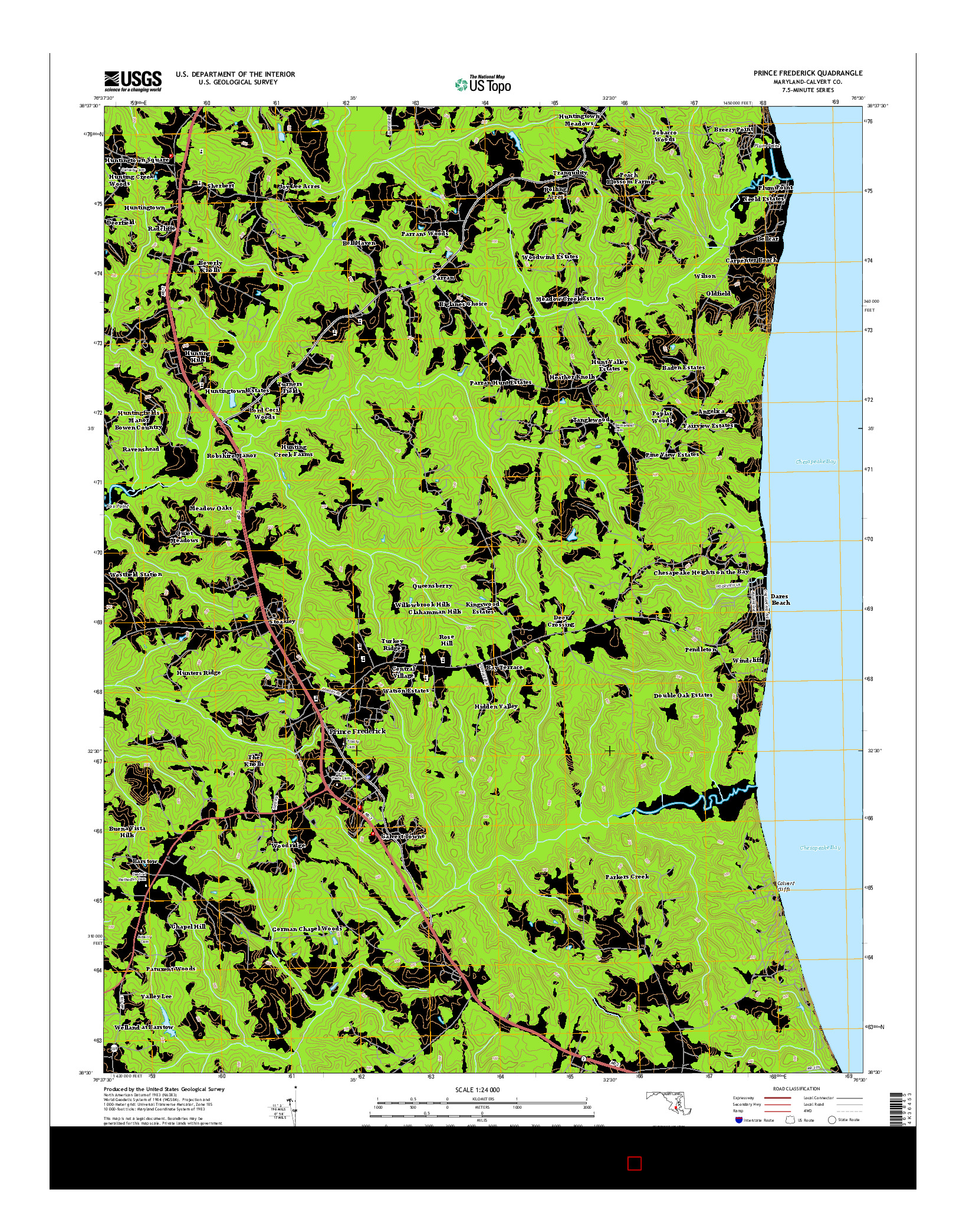 USGS US TOPO 7.5-MINUTE MAP FOR PRINCE FREDERICK, MD 2014