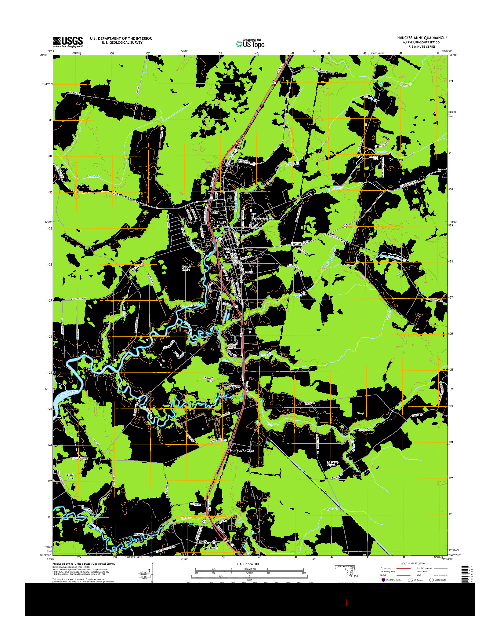 USGS US TOPO 7.5-MINUTE MAP FOR PRINCESS ANNE, MD 2014