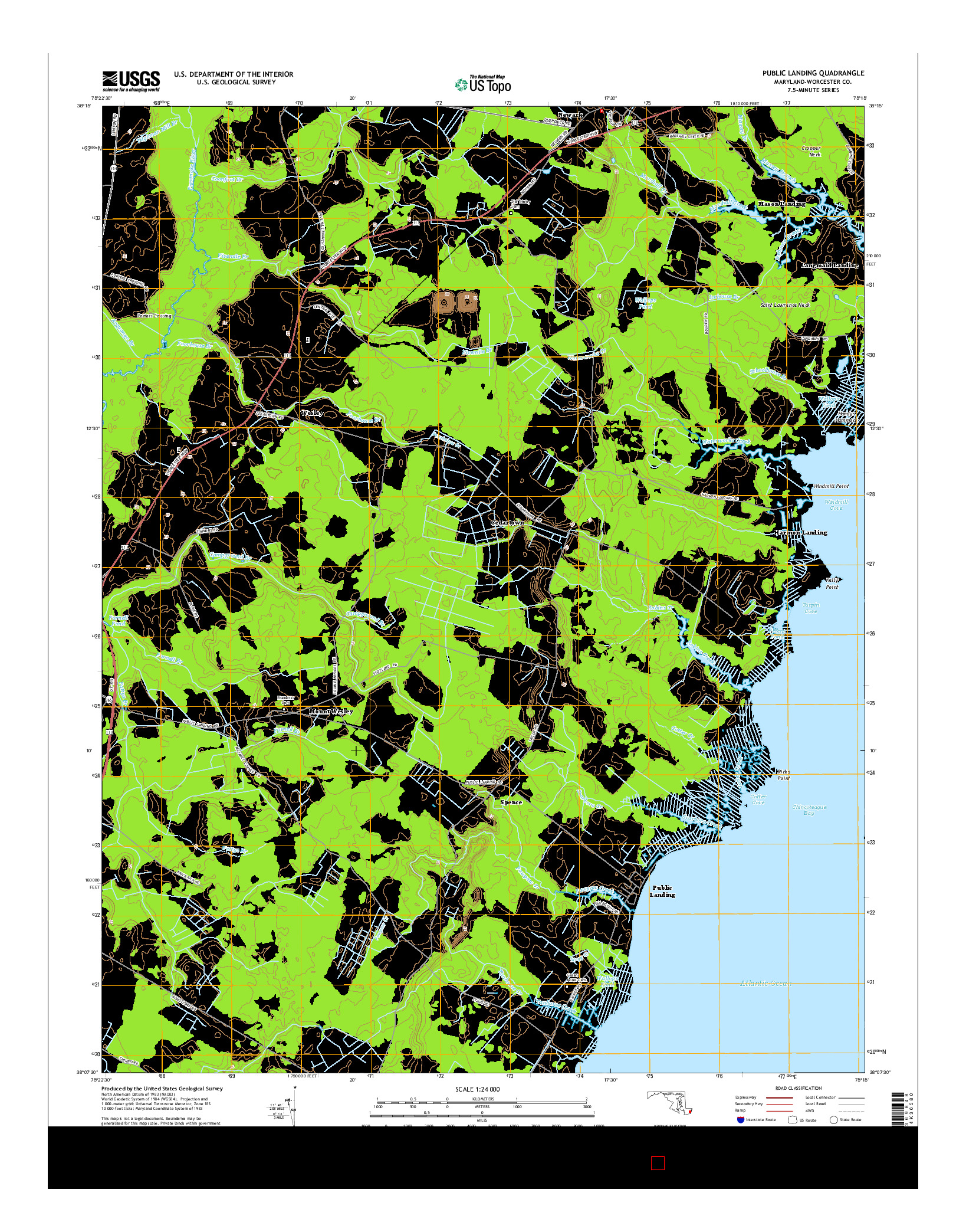 USGS US TOPO 7.5-MINUTE MAP FOR PUBLIC LANDING, MD 2014