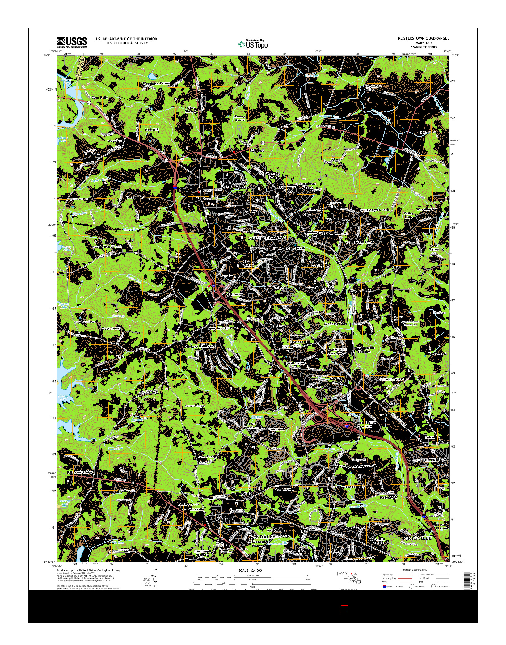 USGS US TOPO 7.5-MINUTE MAP FOR REISTERSTOWN, MD 2014
