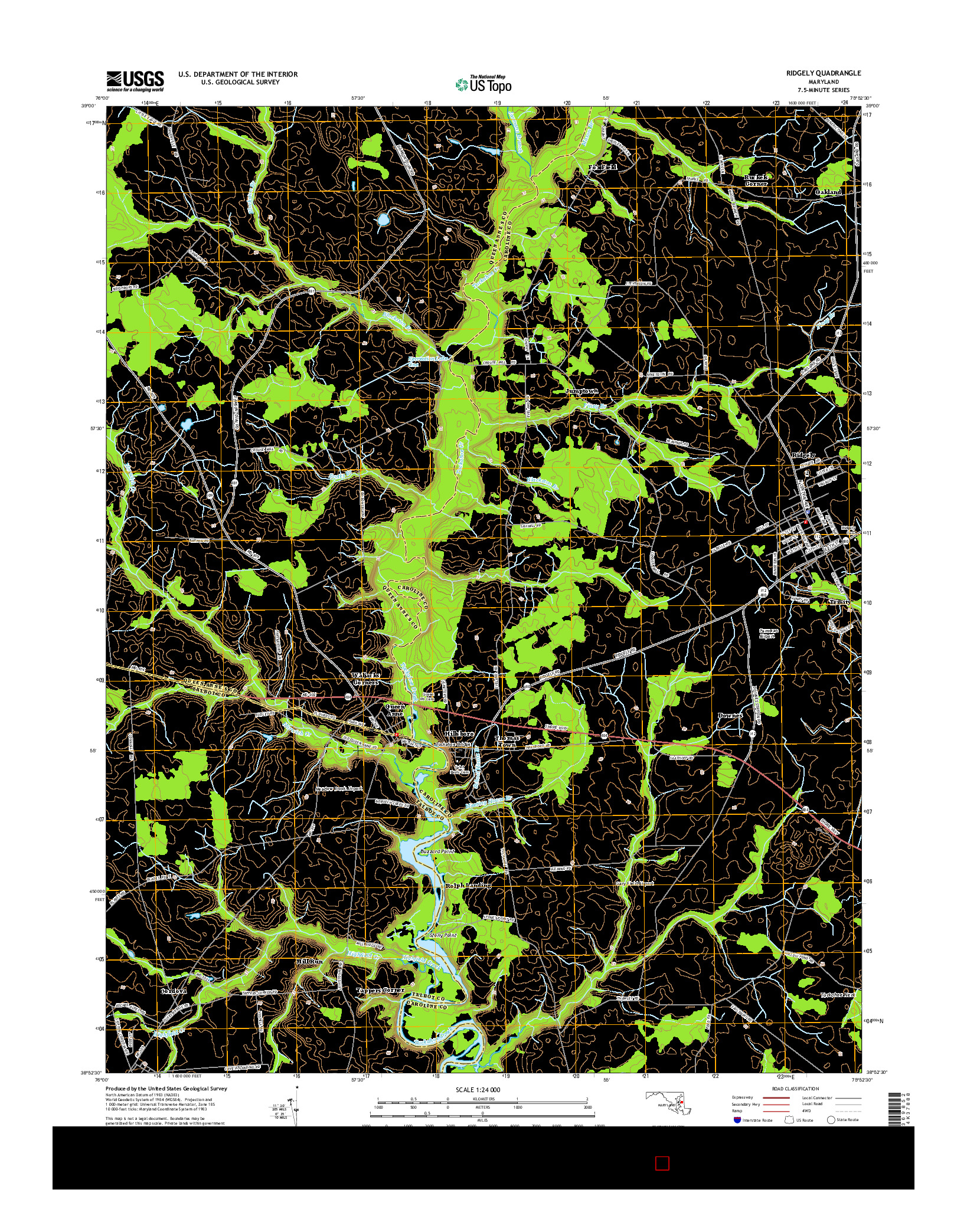 USGS US TOPO 7.5-MINUTE MAP FOR RIDGELY, MD 2014