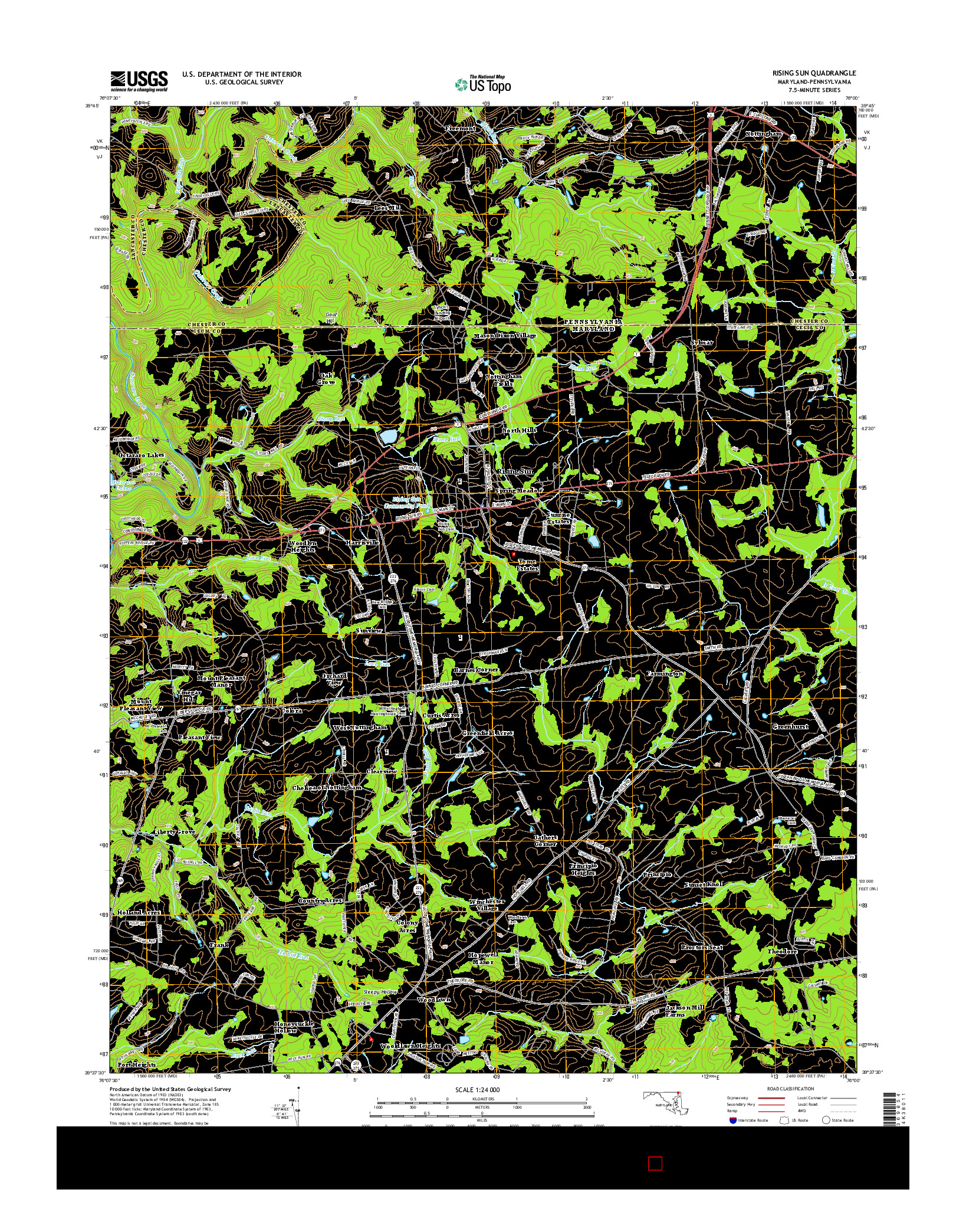 USGS US TOPO 7.5-MINUTE MAP FOR RISING SUN, MD-PA 2014