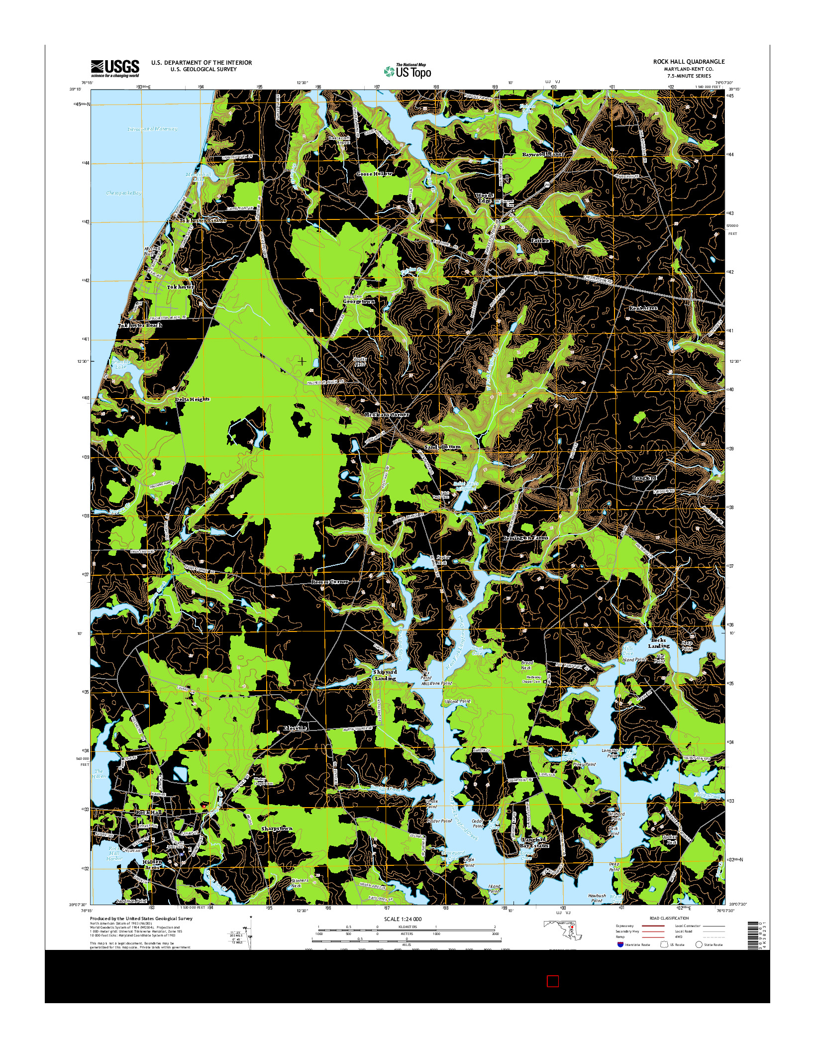 USGS US TOPO 7.5-MINUTE MAP FOR ROCK HALL, MD 2014