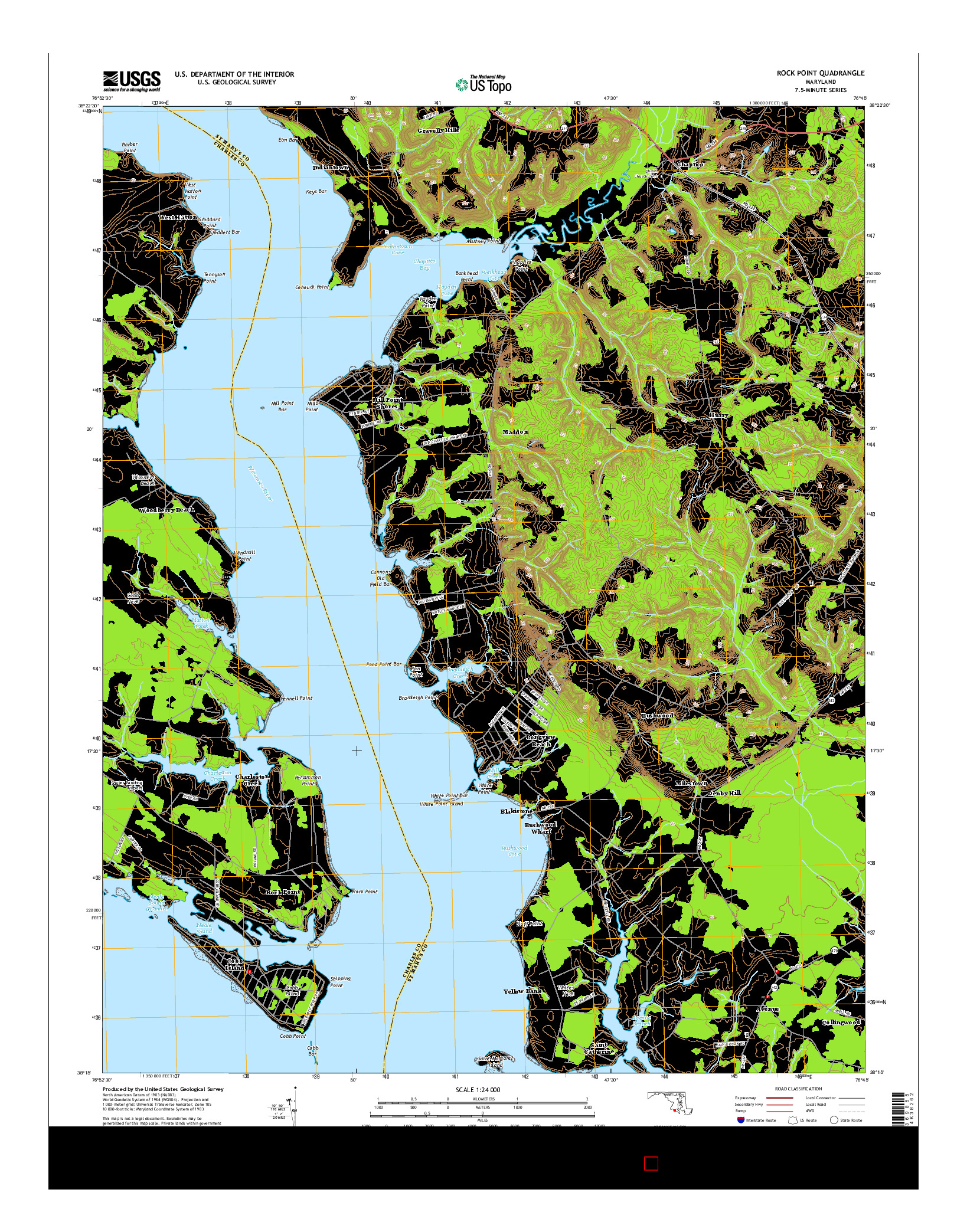 USGS US TOPO 7.5-MINUTE MAP FOR ROCK POINT, MD 2014