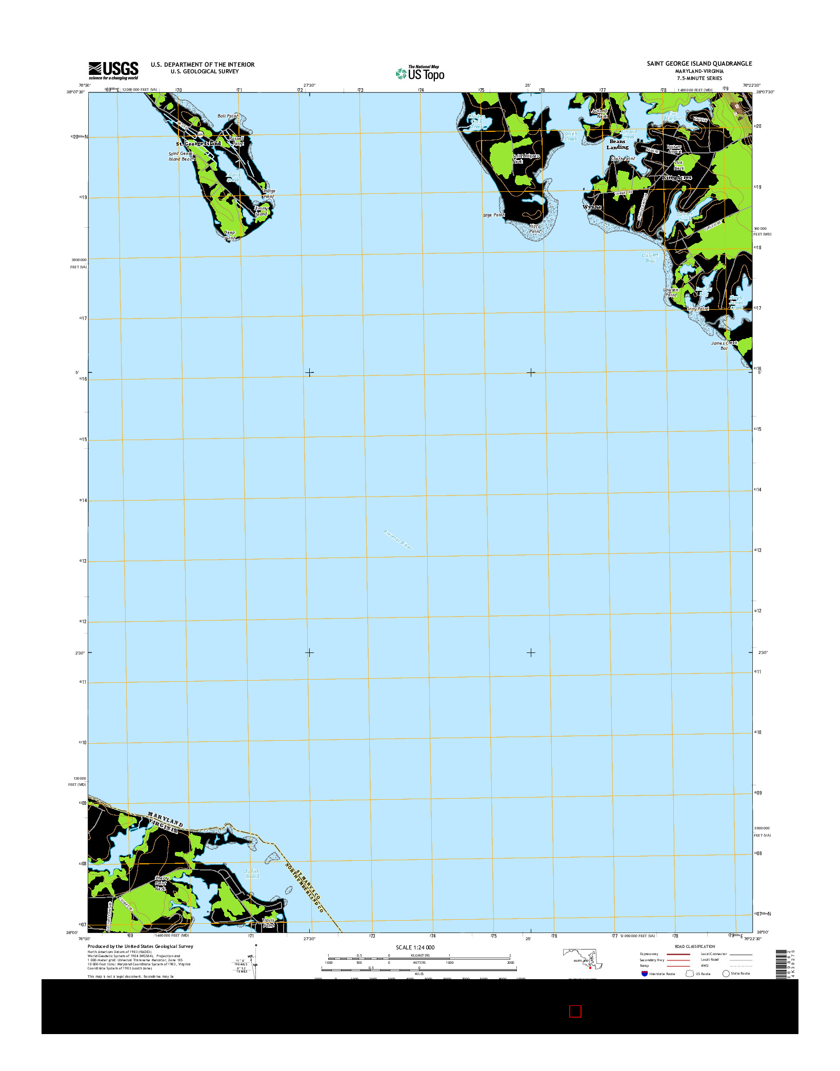 USGS US TOPO 7.5-MINUTE MAP FOR SAINT GEORGE ISLAND, MD-VA 2014