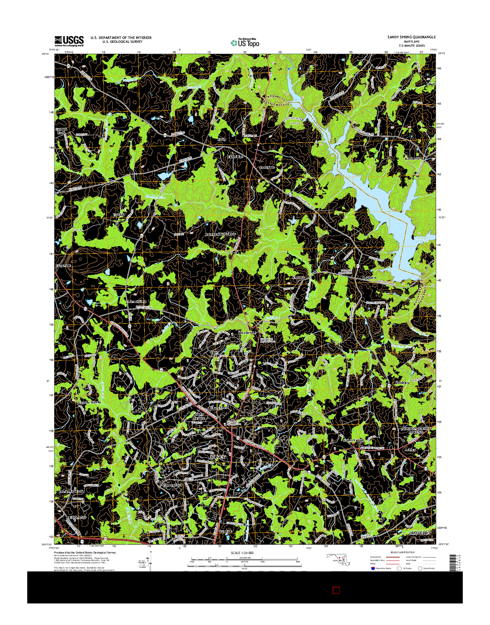 USGS US TOPO 7.5-MINUTE MAP FOR SANDY SPRING, MD 2014
