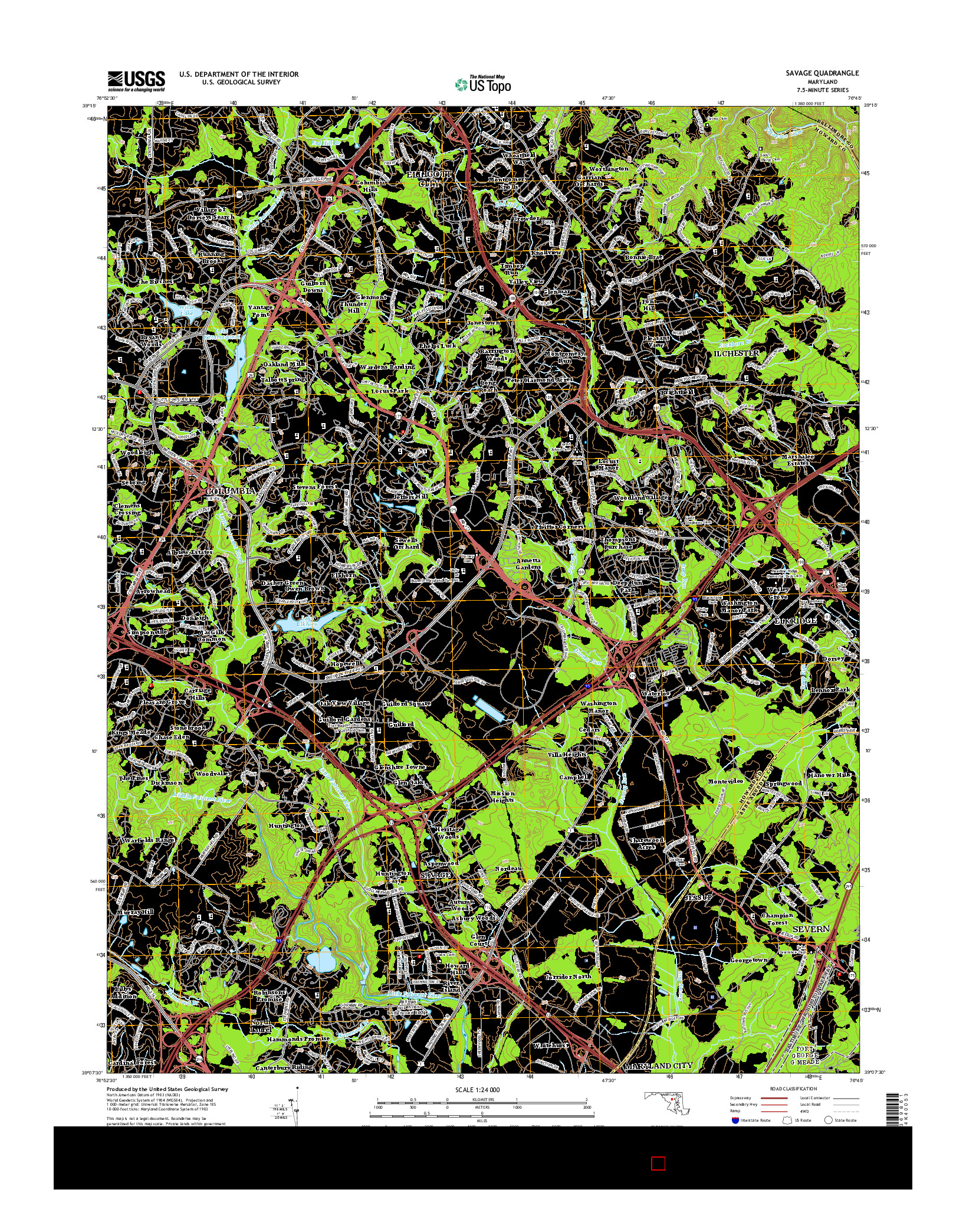 USGS US TOPO 7.5-MINUTE MAP FOR SAVAGE, MD 2014