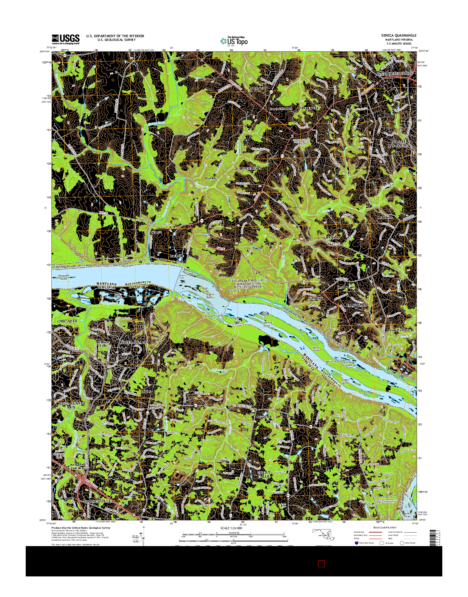 USGS US TOPO 7.5-MINUTE MAP FOR SENECA, MD-VA 2014