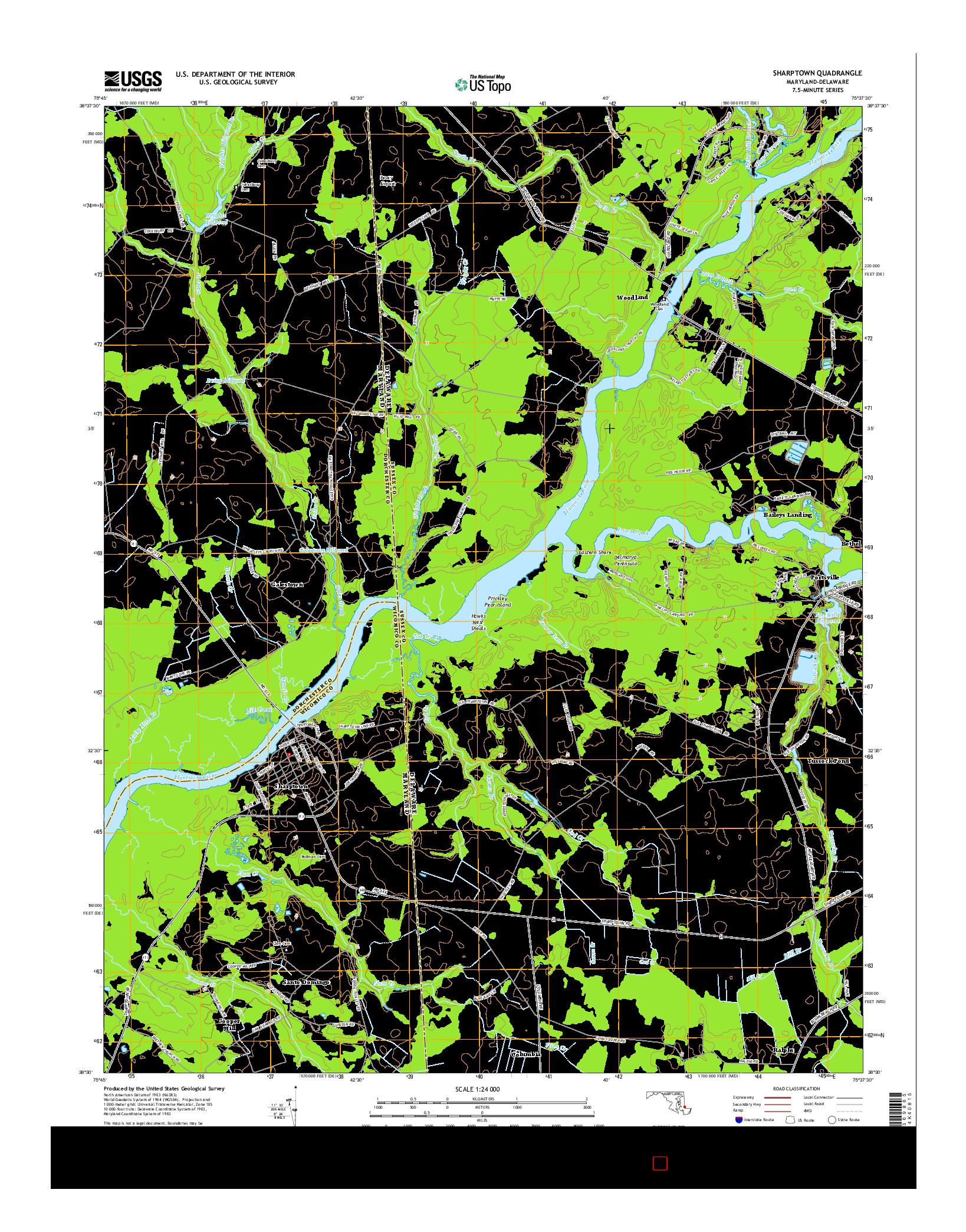 USGS US TOPO 7.5-MINUTE MAP FOR SHARPTOWN, MD-DE 2014