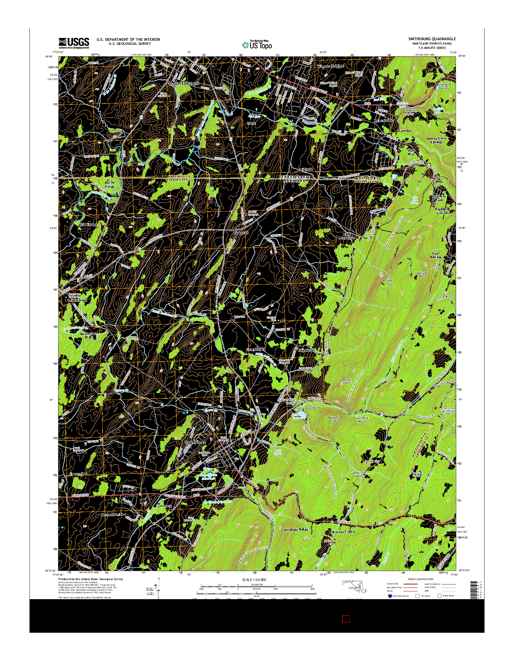 USGS US TOPO 7.5-MINUTE MAP FOR SMITHSBURG, MD-PA 2014