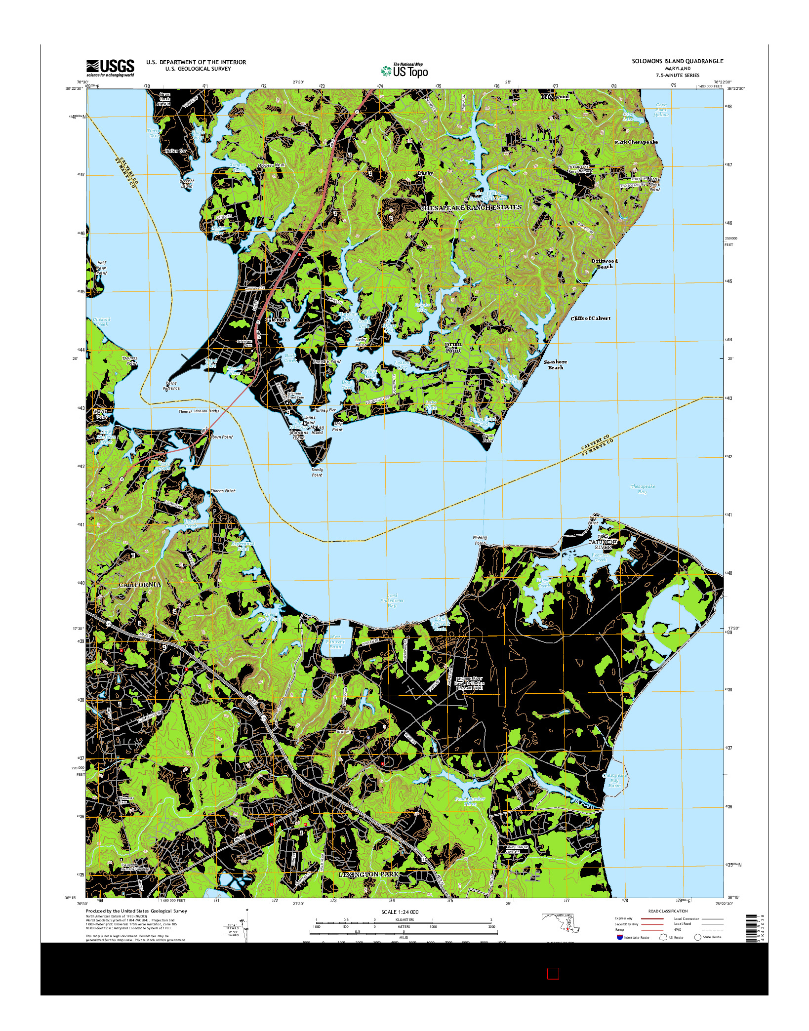 USGS US TOPO 7.5-MINUTE MAP FOR SOLOMONS ISLAND, MD 2014