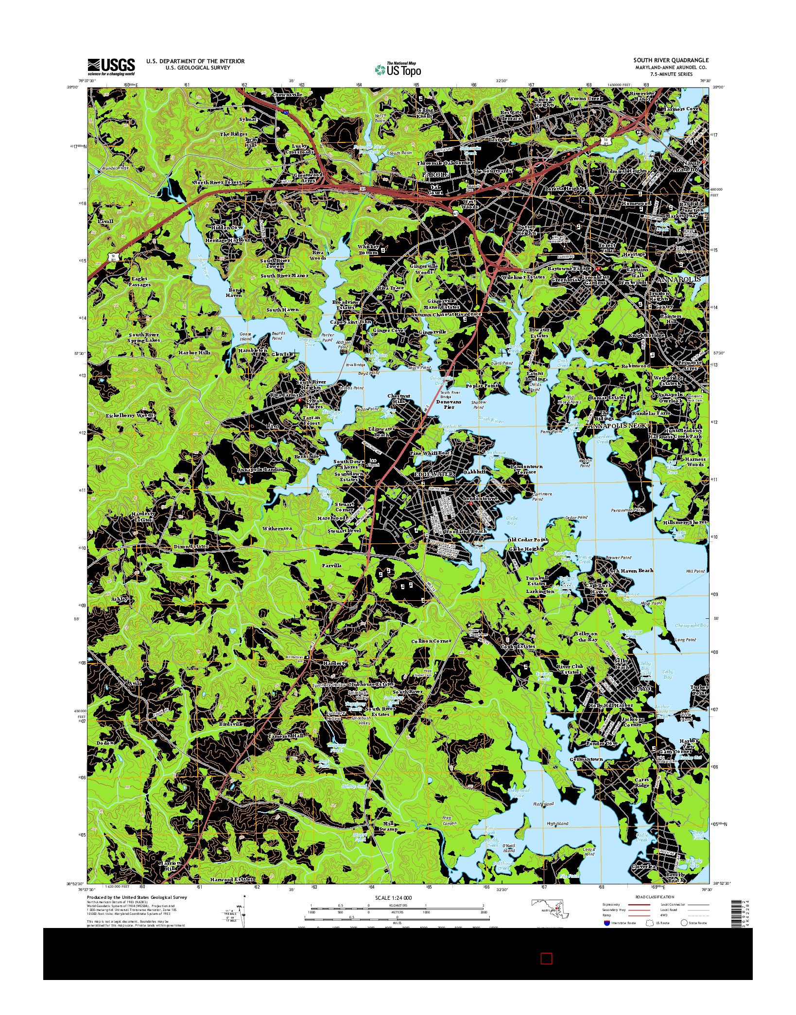 USGS US TOPO 7.5-MINUTE MAP FOR SOUTH RIVER, MD 2014