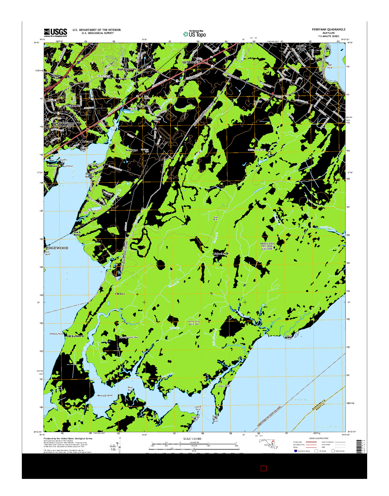 USGS US TOPO 7.5-MINUTE MAP FOR PERRYMAN, MD 2014