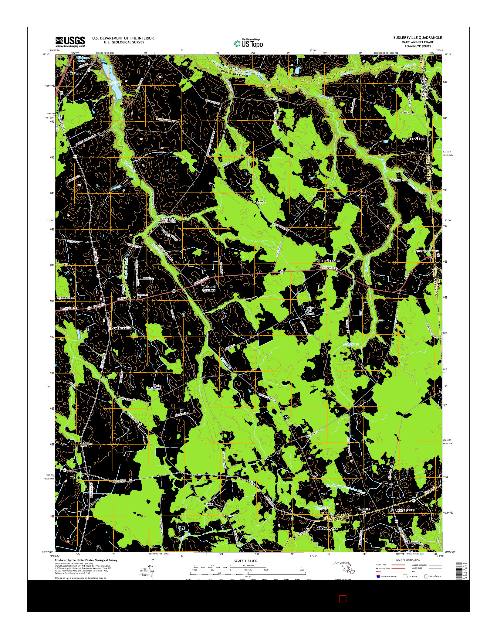 USGS US TOPO 7.5-MINUTE MAP FOR SUDLERSVILLE, MD-DE 2014