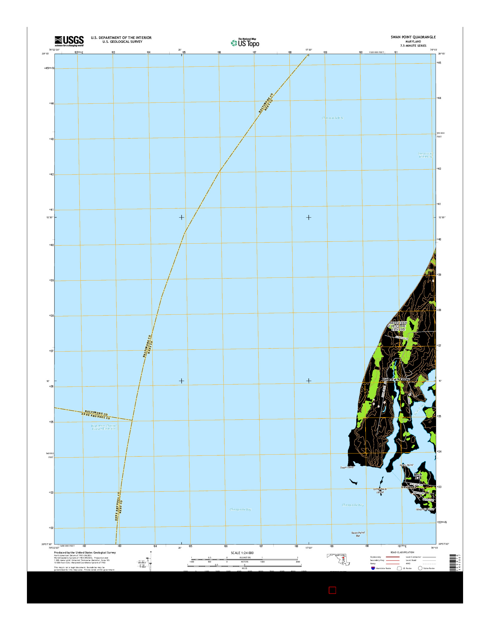 USGS US TOPO 7.5-MINUTE MAP FOR SWAN POINT, MD 2014