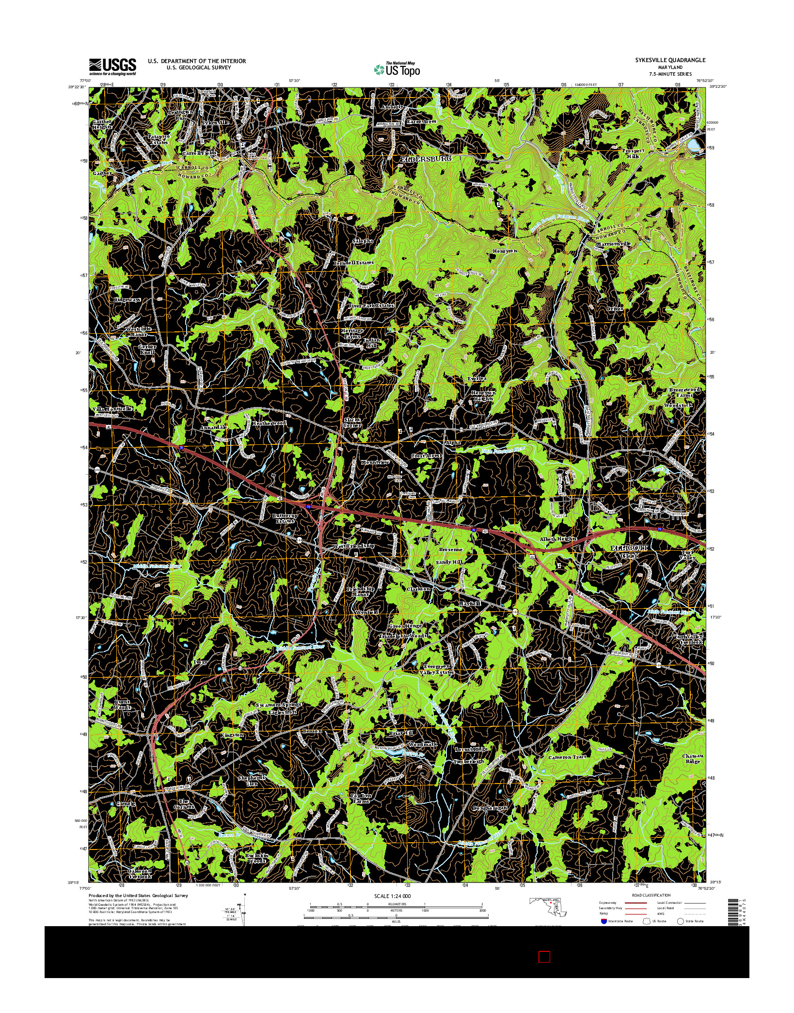 USGS US TOPO 7.5-MINUTE MAP FOR SYKESVILLE, MD 2014