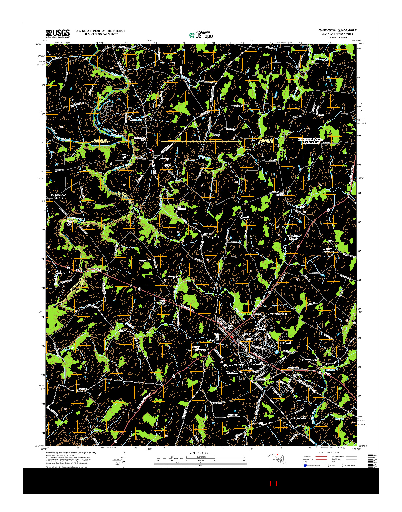 USGS US TOPO 7.5-MINUTE MAP FOR TANEYTOWN, MD-PA 2014