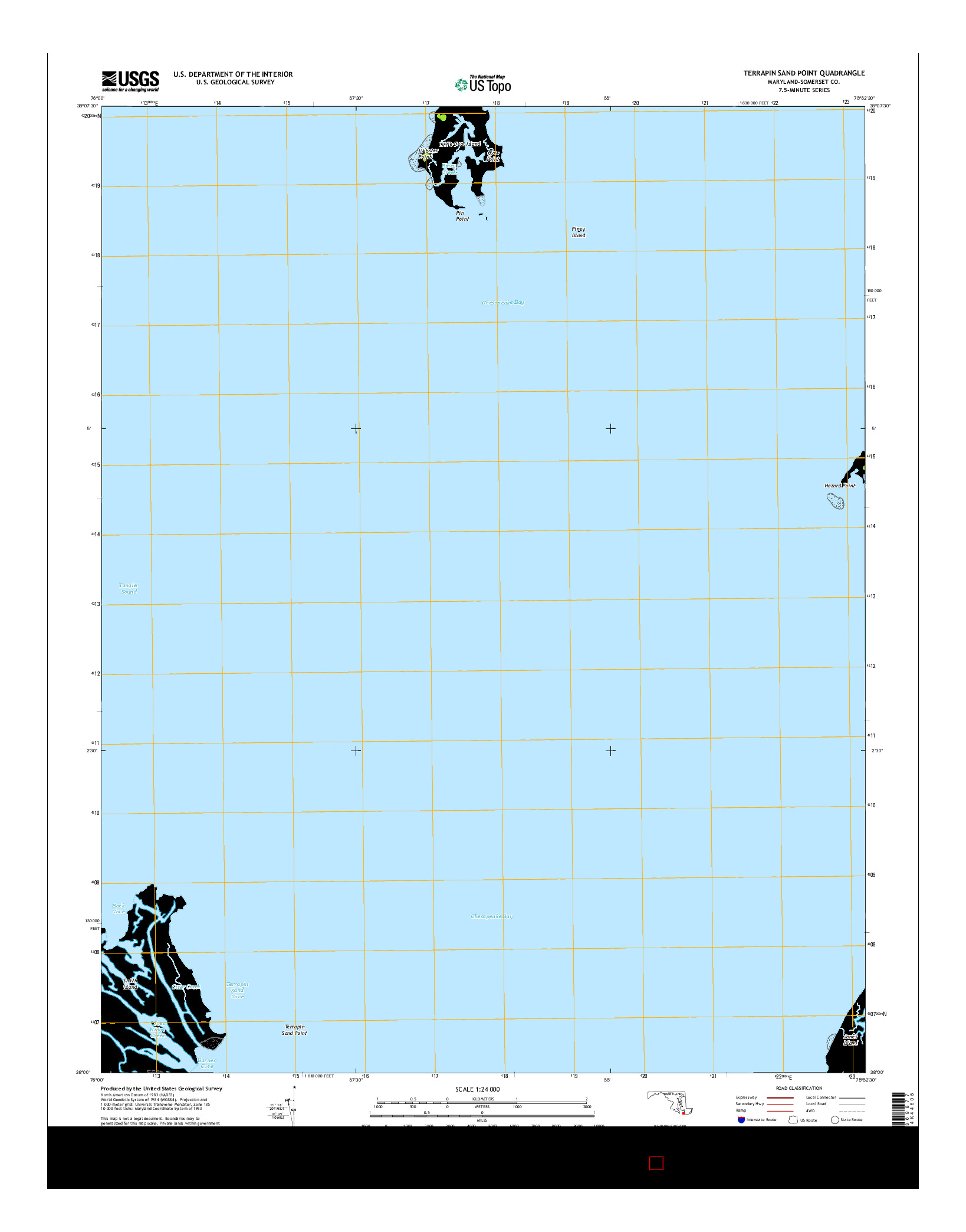 USGS US TOPO 7.5-MINUTE MAP FOR TERRAPIN SAND POINT, MD 2014