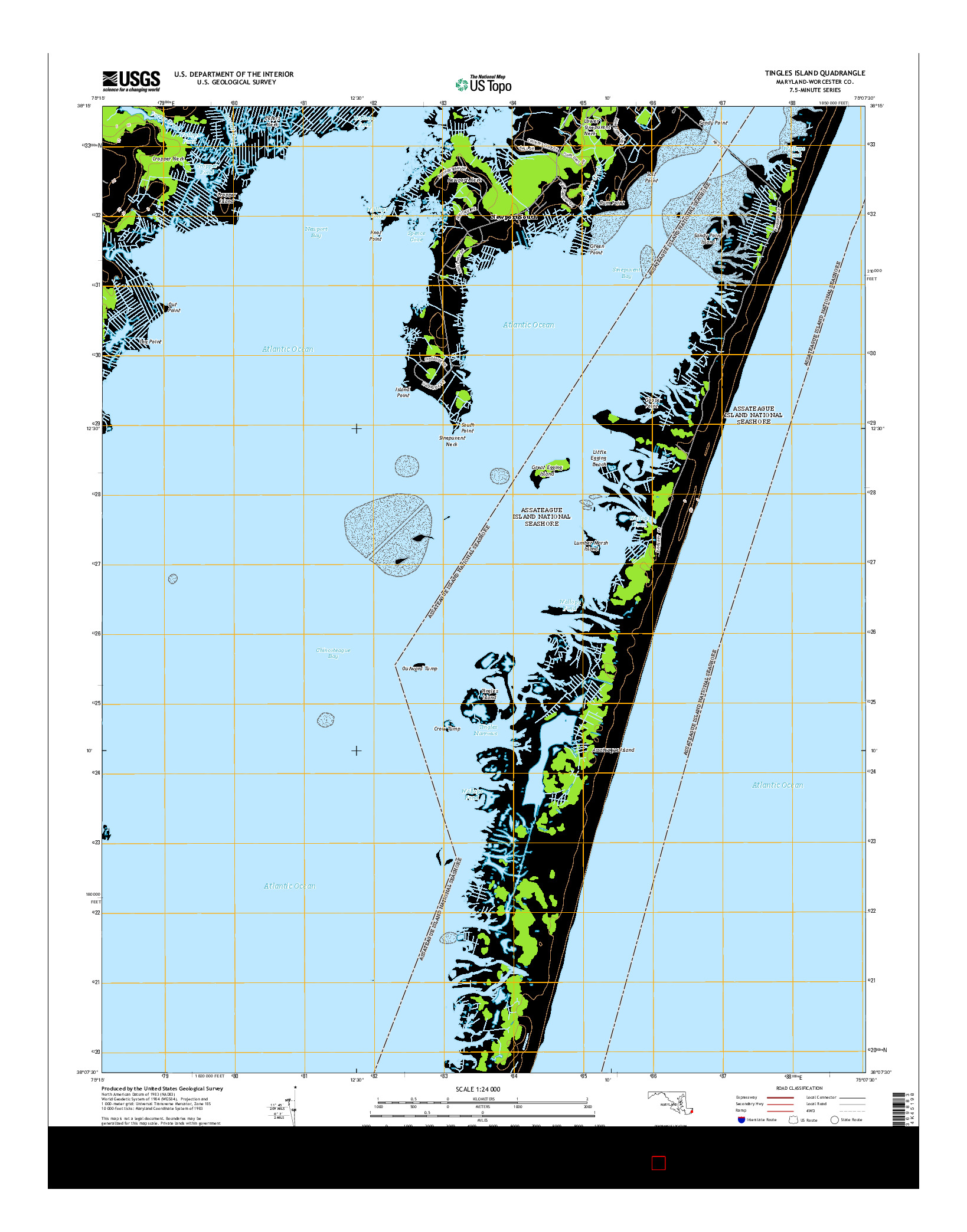 USGS US TOPO 7.5-MINUTE MAP FOR TINGLES ISLAND, MD 2014