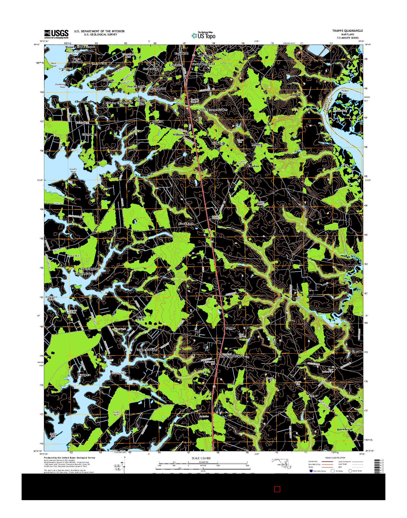 USGS US TOPO 7.5-MINUTE MAP FOR TRAPPE, MD 2014