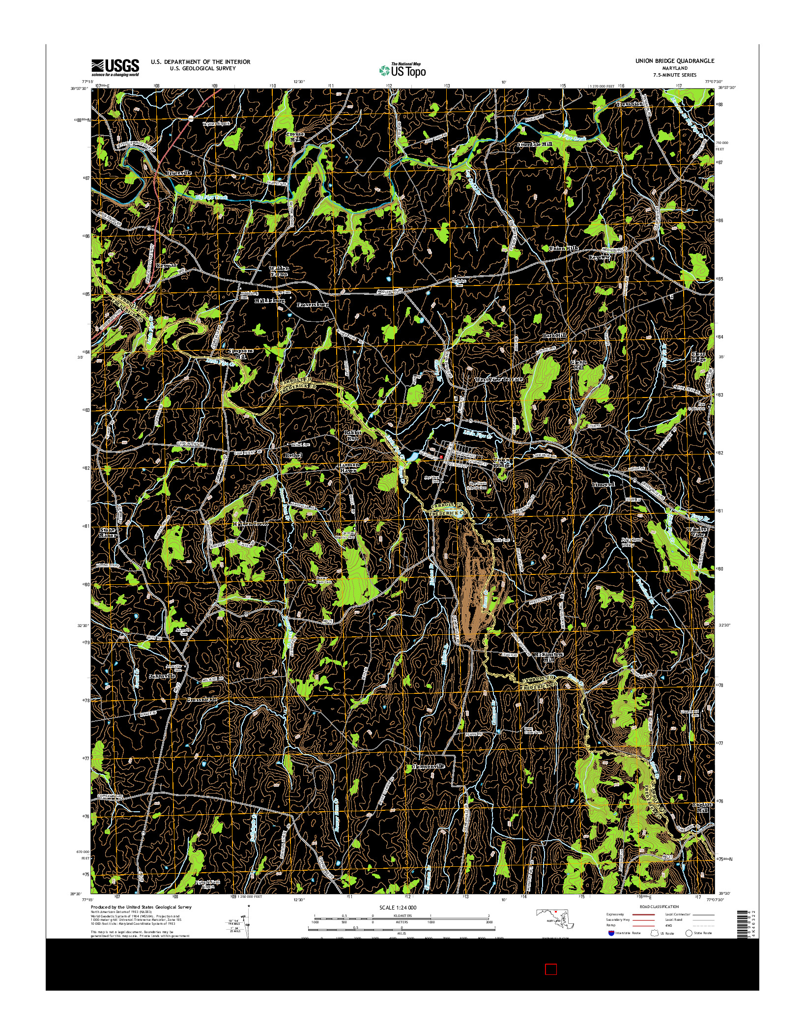 USGS US TOPO 7.5-MINUTE MAP FOR UNION BRIDGE, MD 2014