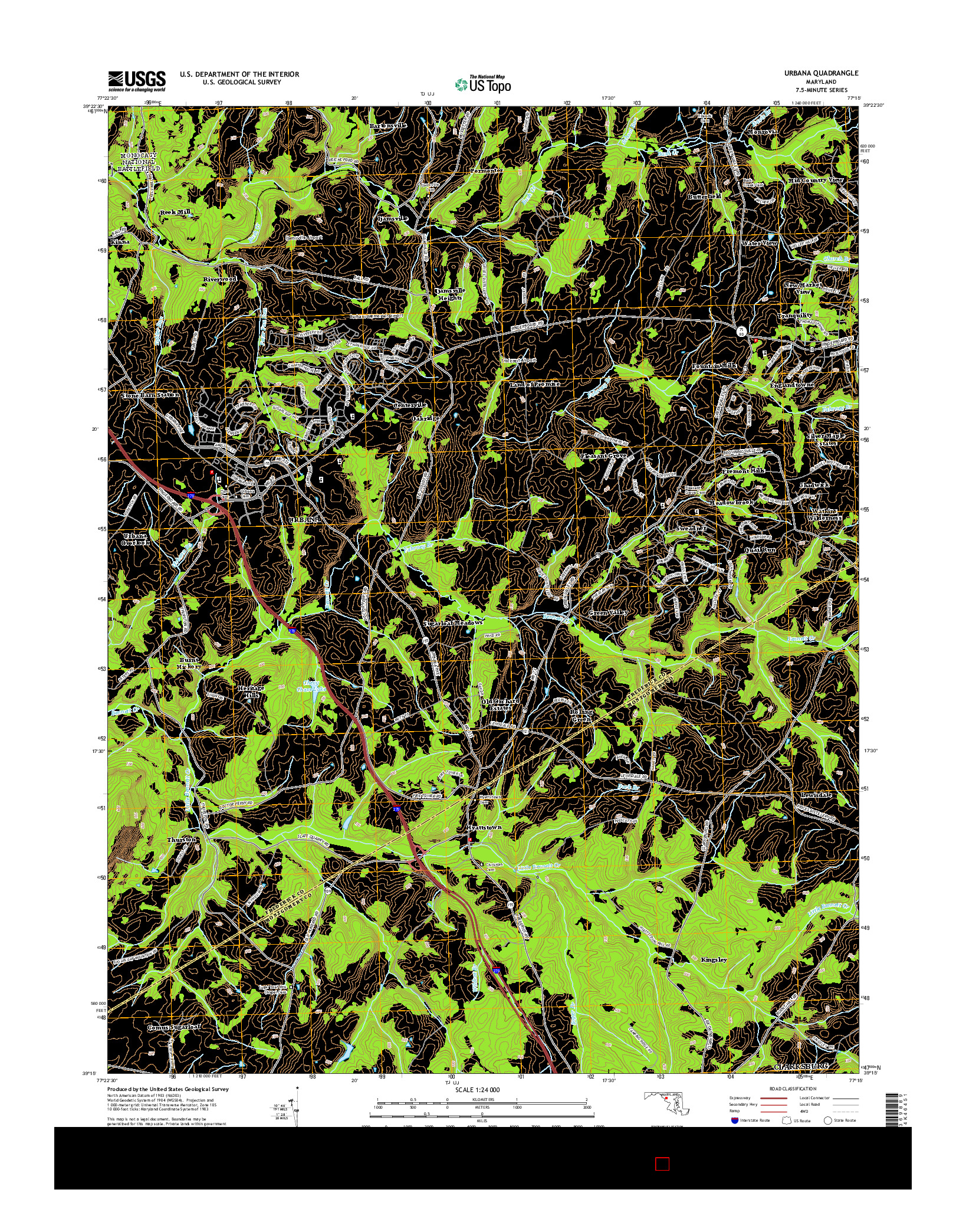 USGS US TOPO 7.5-MINUTE MAP FOR URBANA, MD 2014