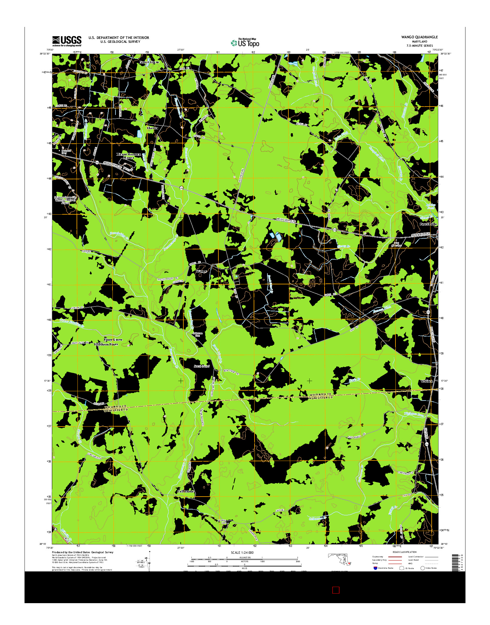 USGS US TOPO 7.5-MINUTE MAP FOR WANGO, MD 2014