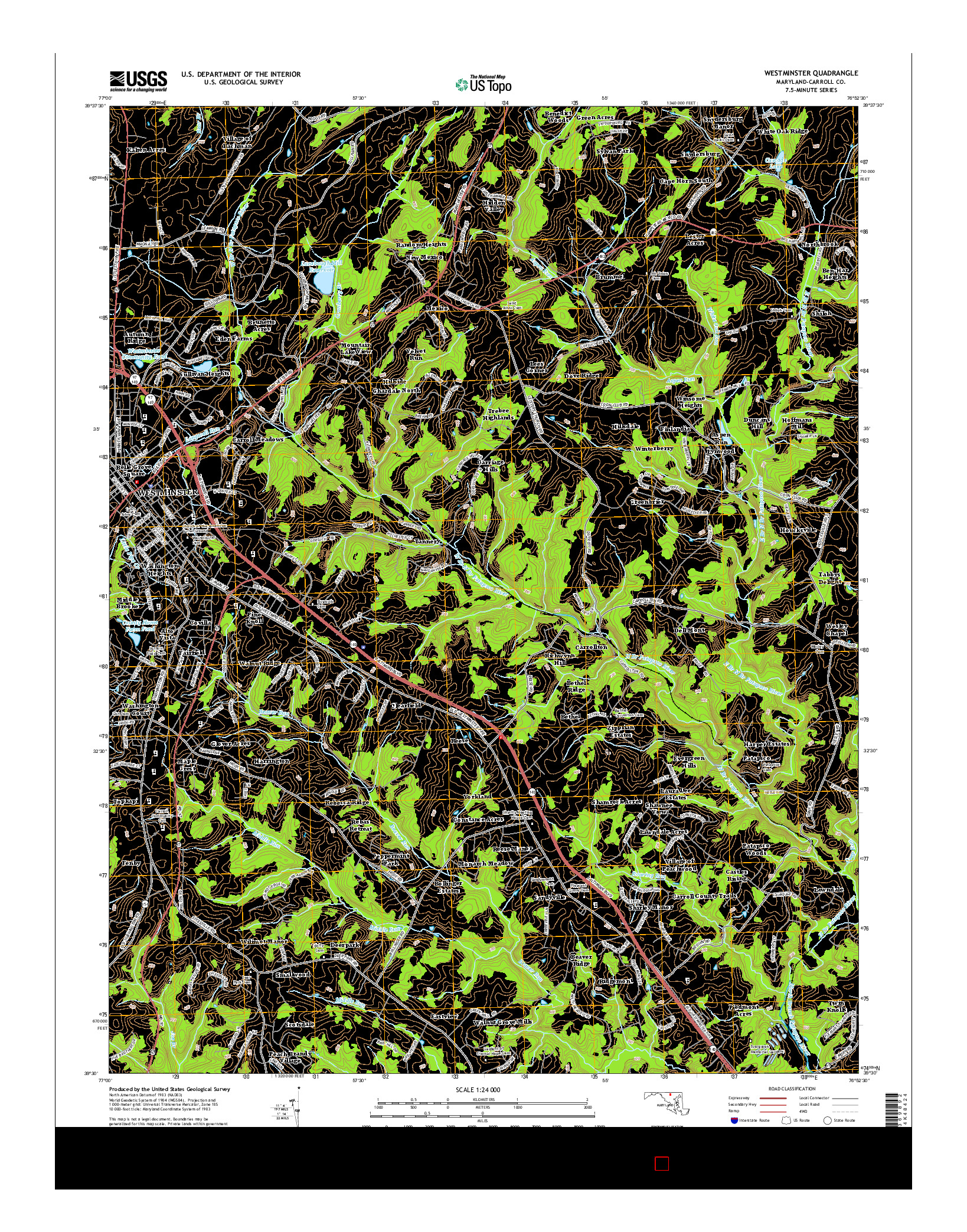 USGS US TOPO 7.5-MINUTE MAP FOR WESTMINSTER, MD 2014