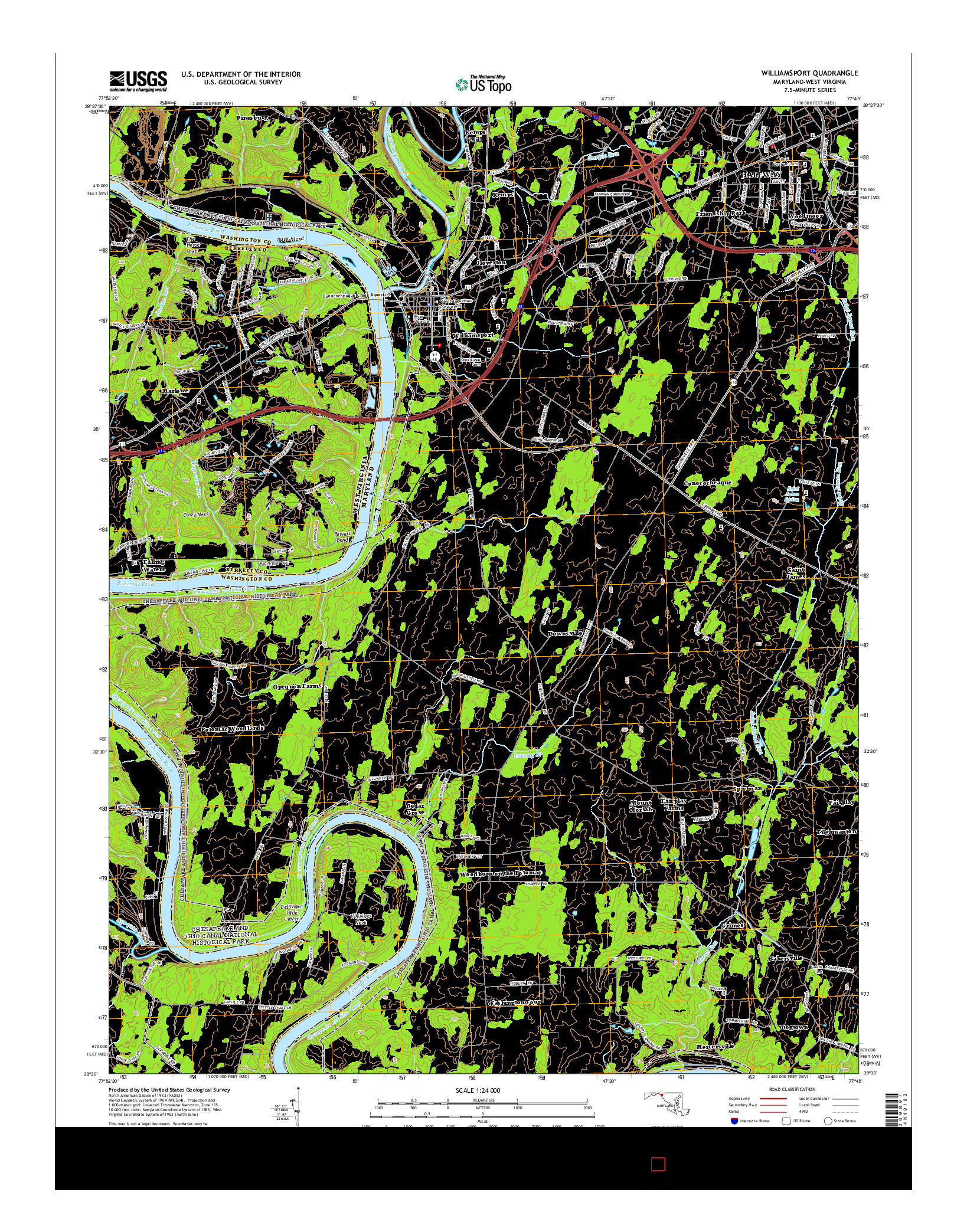 USGS US TOPO 7.5-MINUTE MAP FOR WILLIAMSPORT, MD-WV 2014