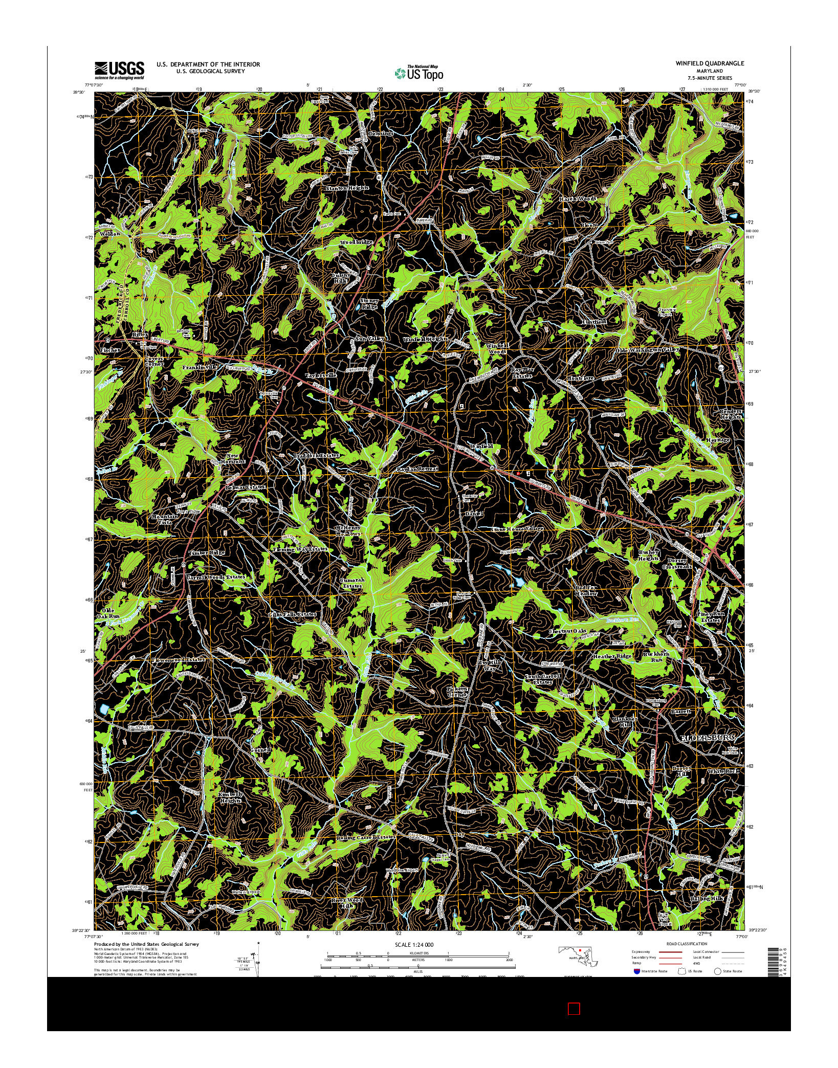 USGS US TOPO 7.5-MINUTE MAP FOR WINFIELD, MD 2014