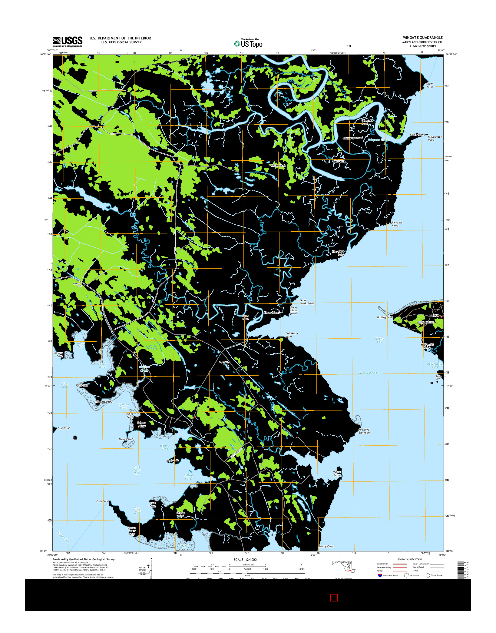 USGS US TOPO 7.5-MINUTE MAP FOR WINGATE, MD 2014