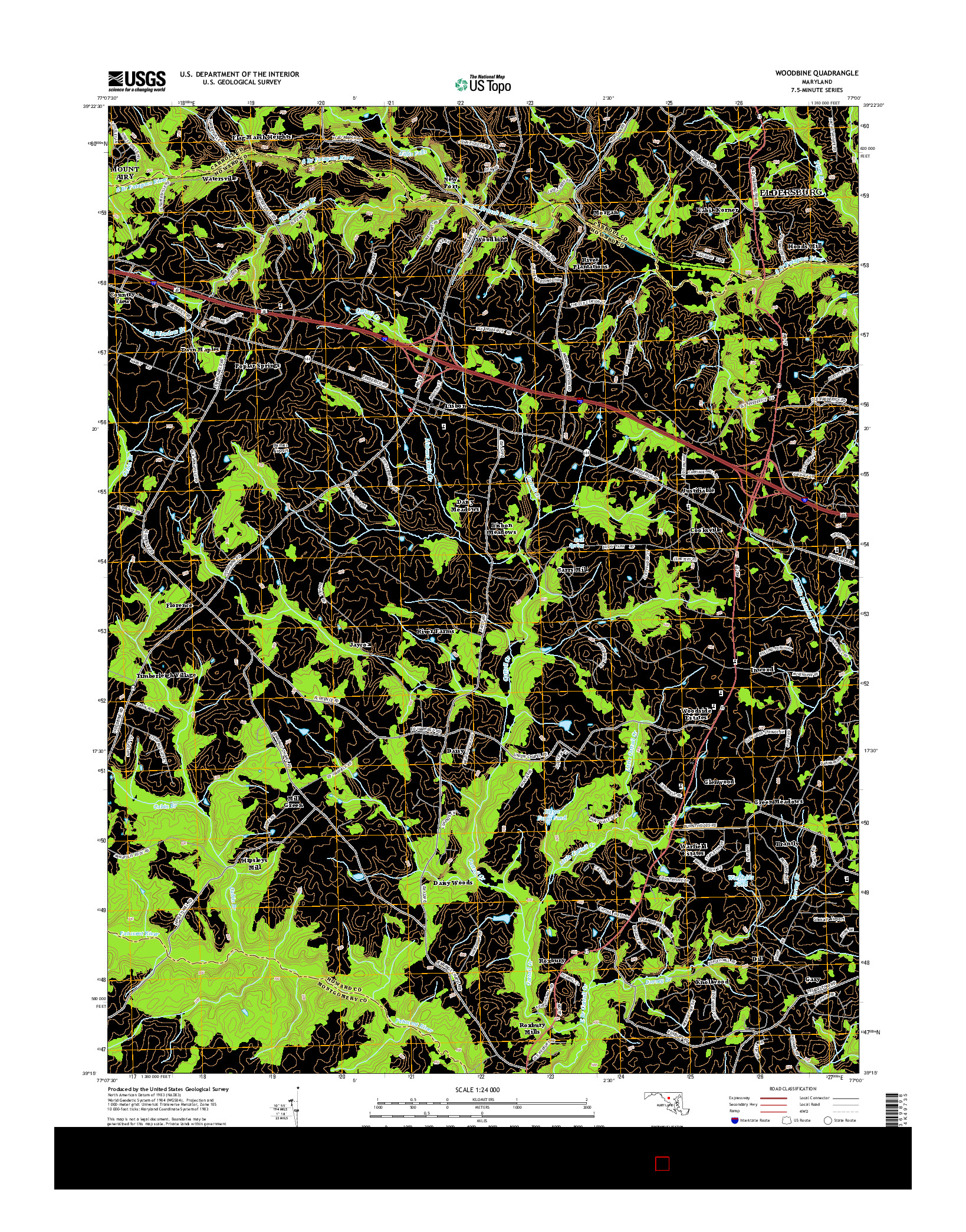 USGS US TOPO 7.5-MINUTE MAP FOR WOODBINE, MD 2014