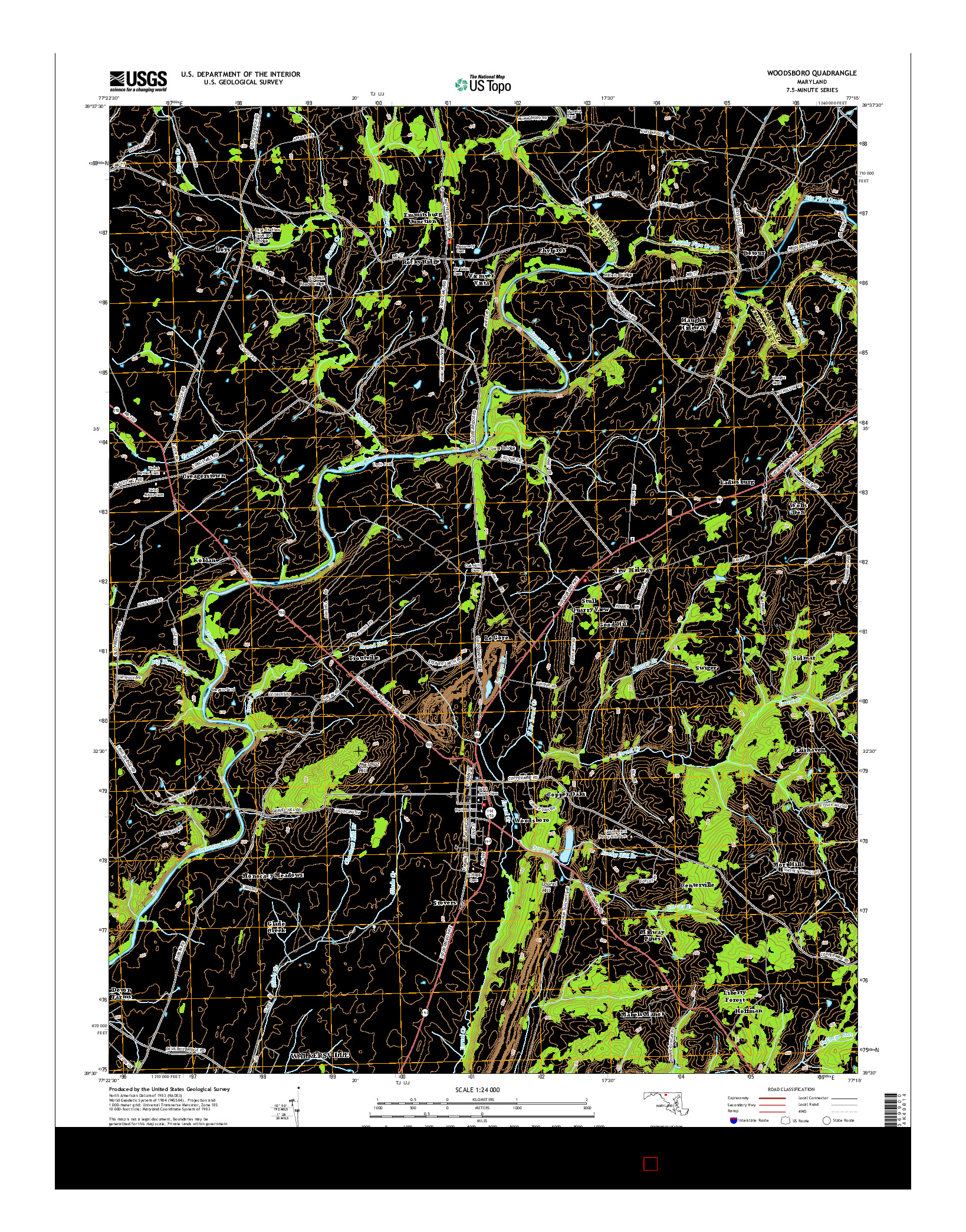 USGS US TOPO 7.5-MINUTE MAP FOR WOODSBORO, MD 2014