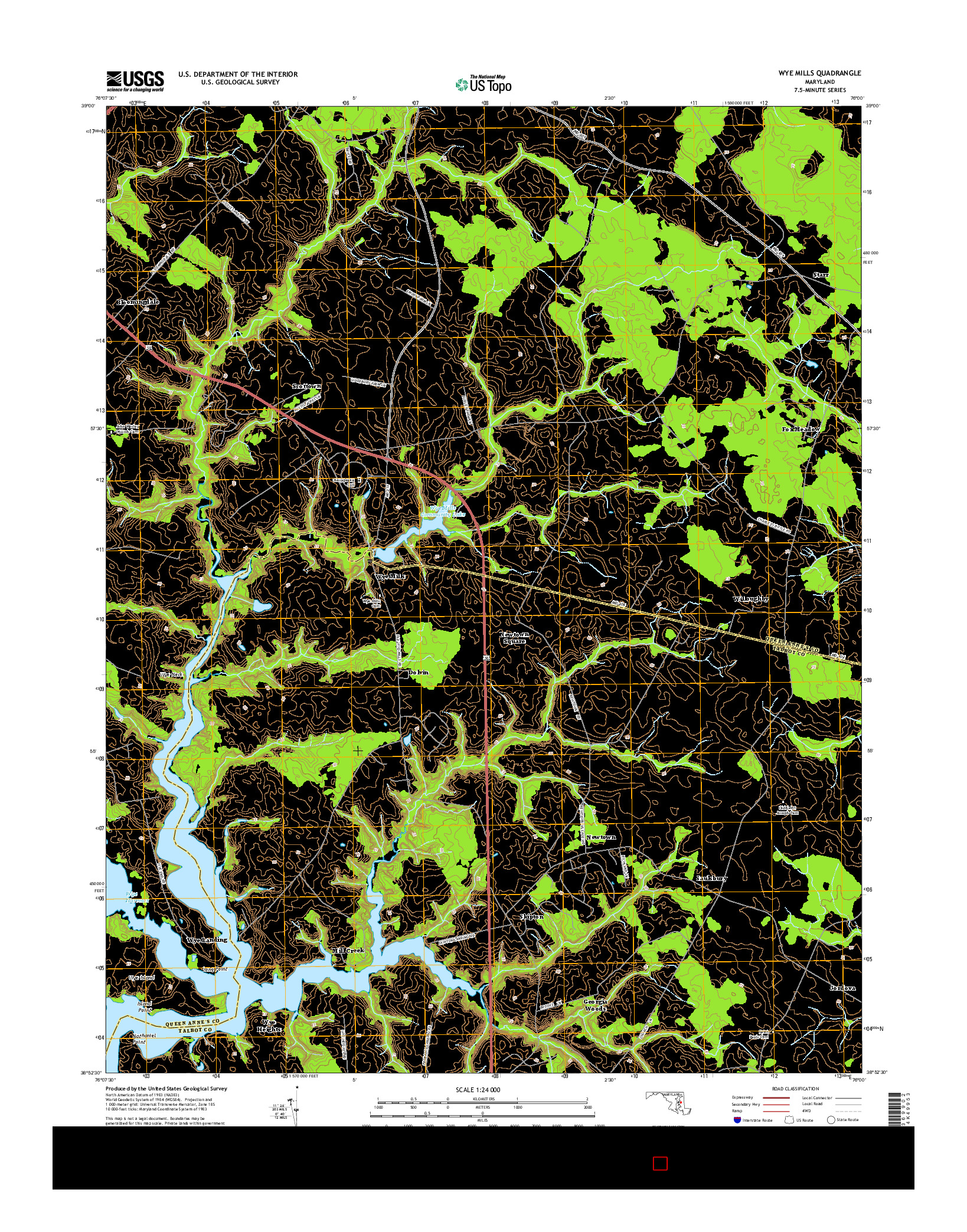 USGS US TOPO 7.5-MINUTE MAP FOR WYE MILLS, MD 2014