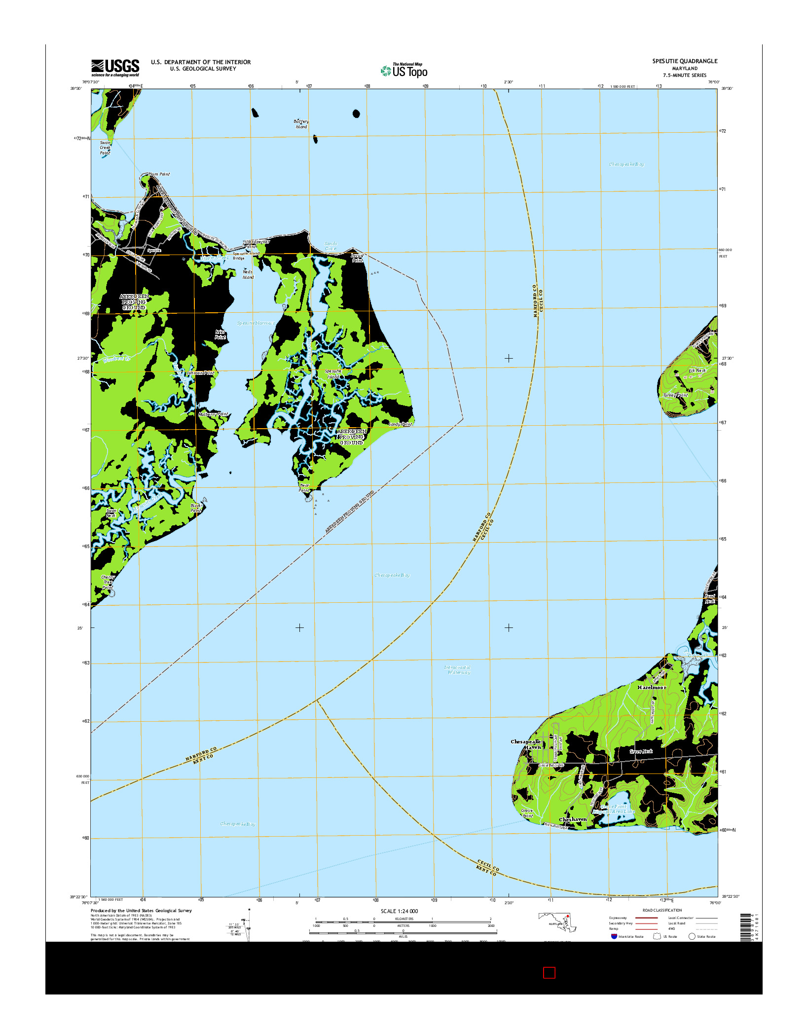 USGS US TOPO 7.5-MINUTE MAP FOR SPESUTIE, MD 2014